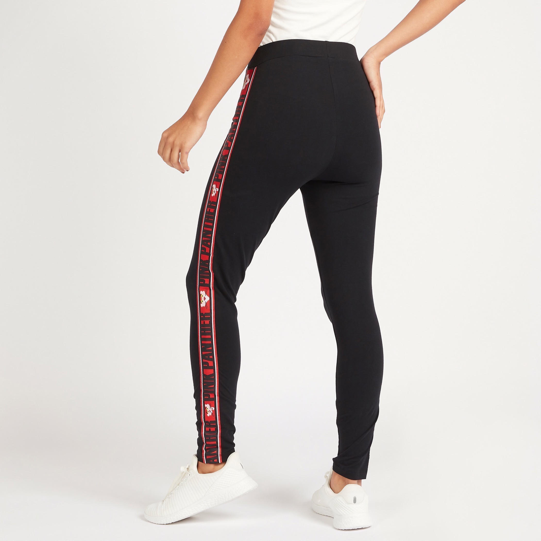 بنطلون ليقنز بخصر متوسط الارتفاع وطبعات بينك بانتر وتفاصيل شريطة-women-clothing-bottoms-leggings-image-4