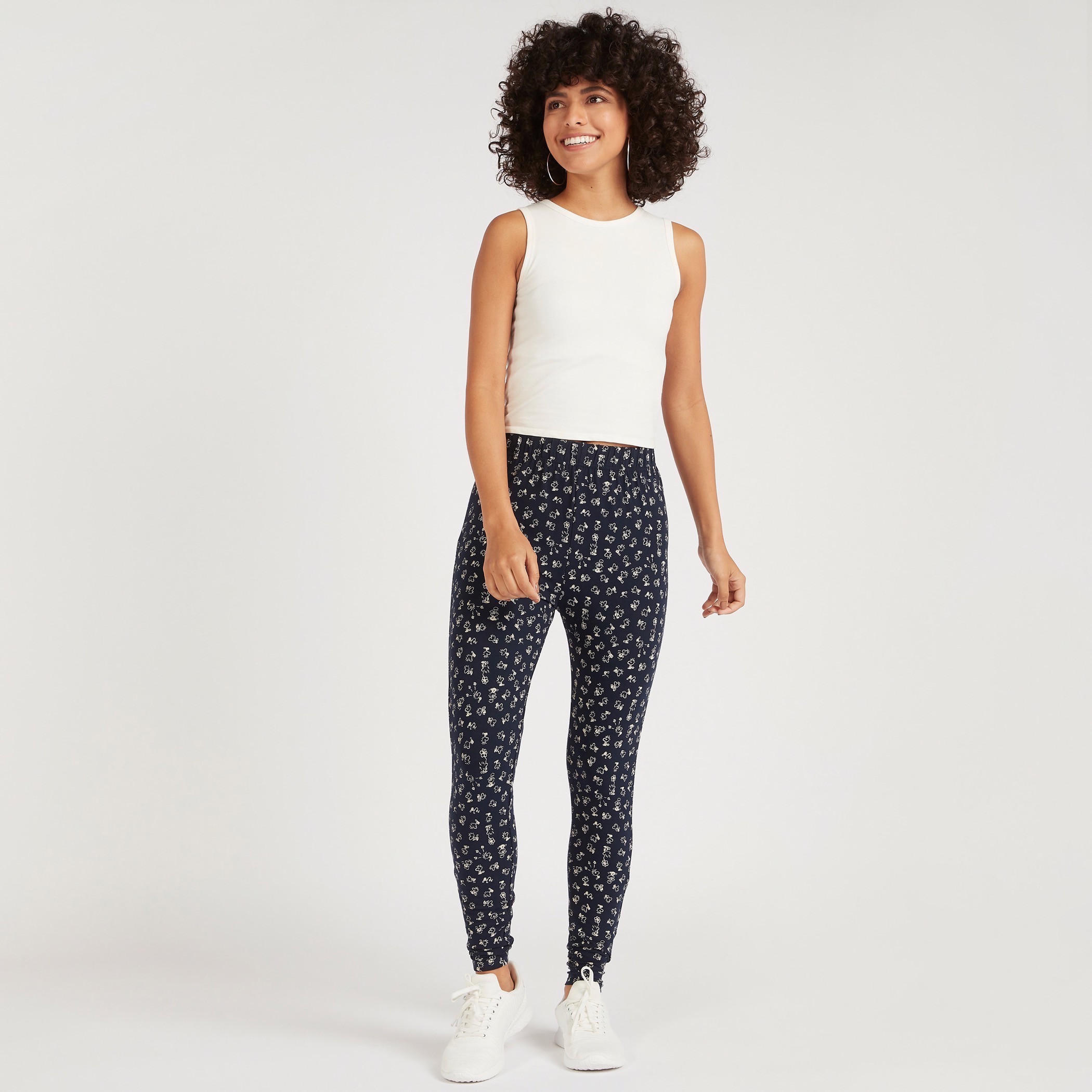 Peanuts Print Mid-Rise Leggings with Elasticated Waistband-women-clothing-bottoms-leggings-image-2