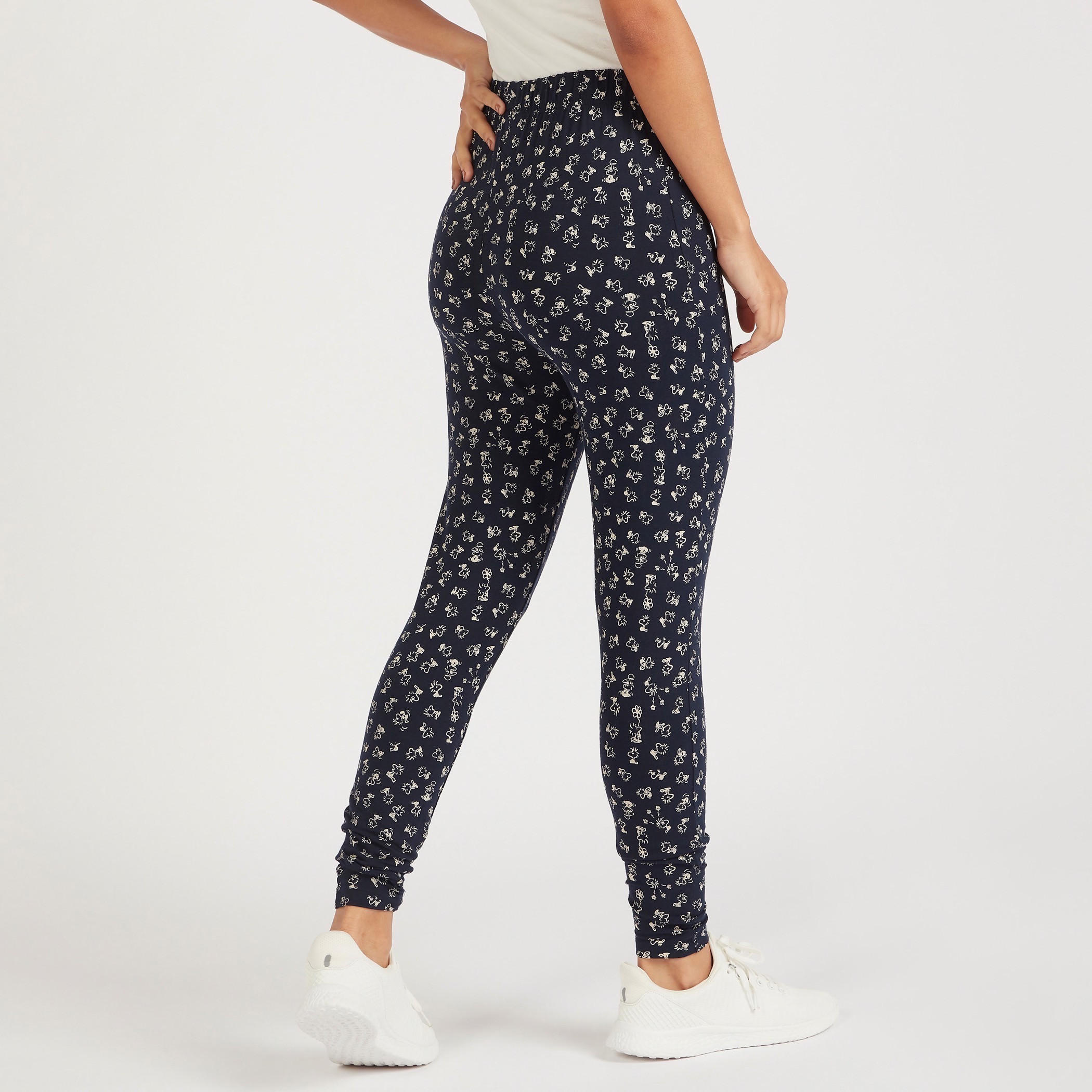 Peanuts Print Mid-Rise Leggings with Elasticated Waistband-women-clothing-bottoms-leggings-image-4