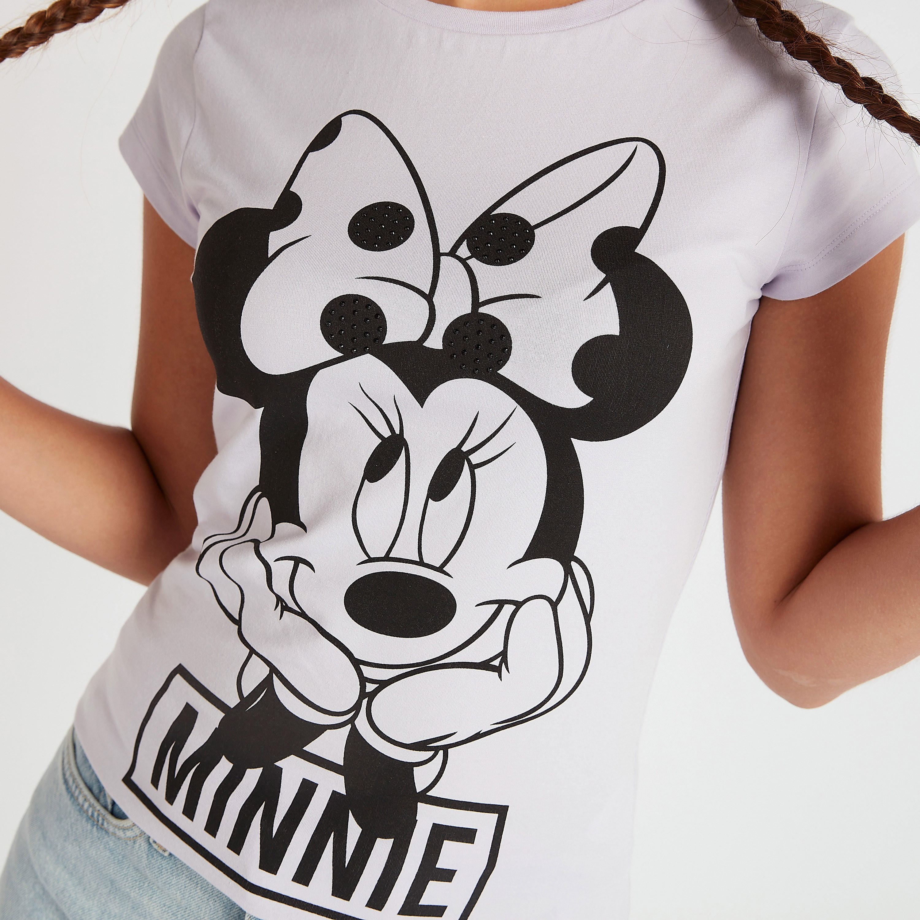 تيشيرت بياقة ضيّقة وأكمام كاب وطبعات ميني ماوس-women-clothing-tshirts-image-5