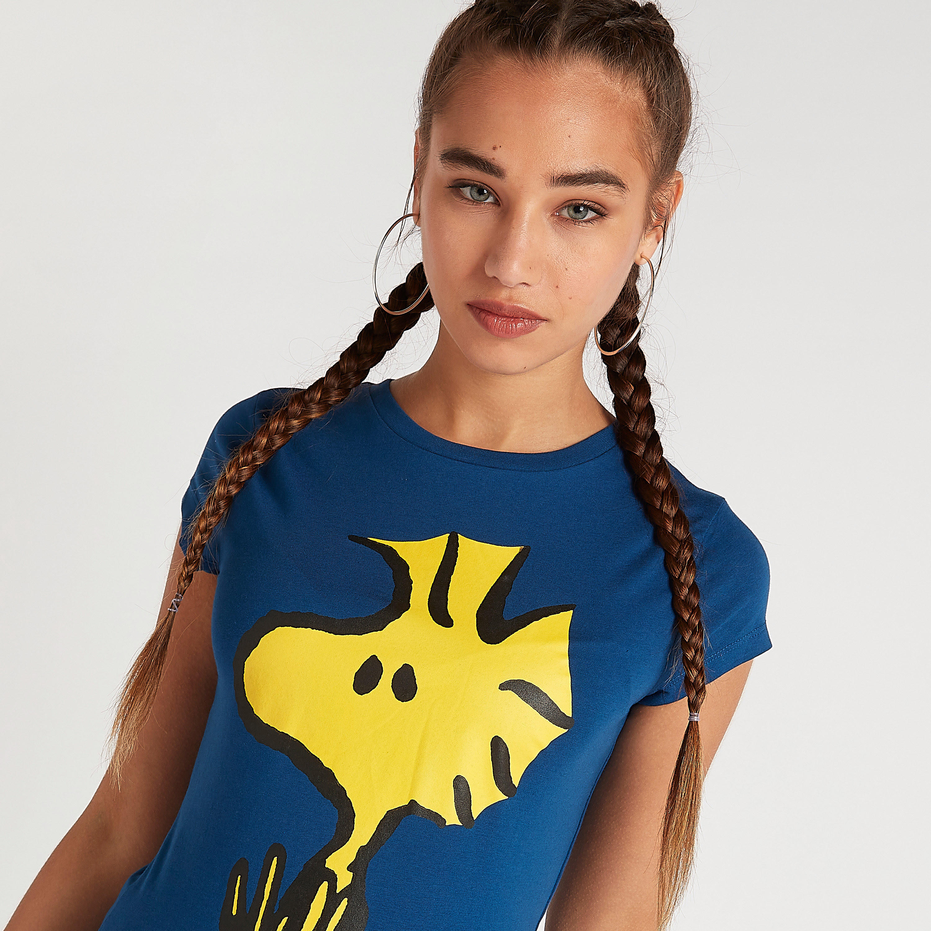 Peanuts Print T-shirt with Cap Sleeves and Crew Neck-women-clothing-tshirts-image-3