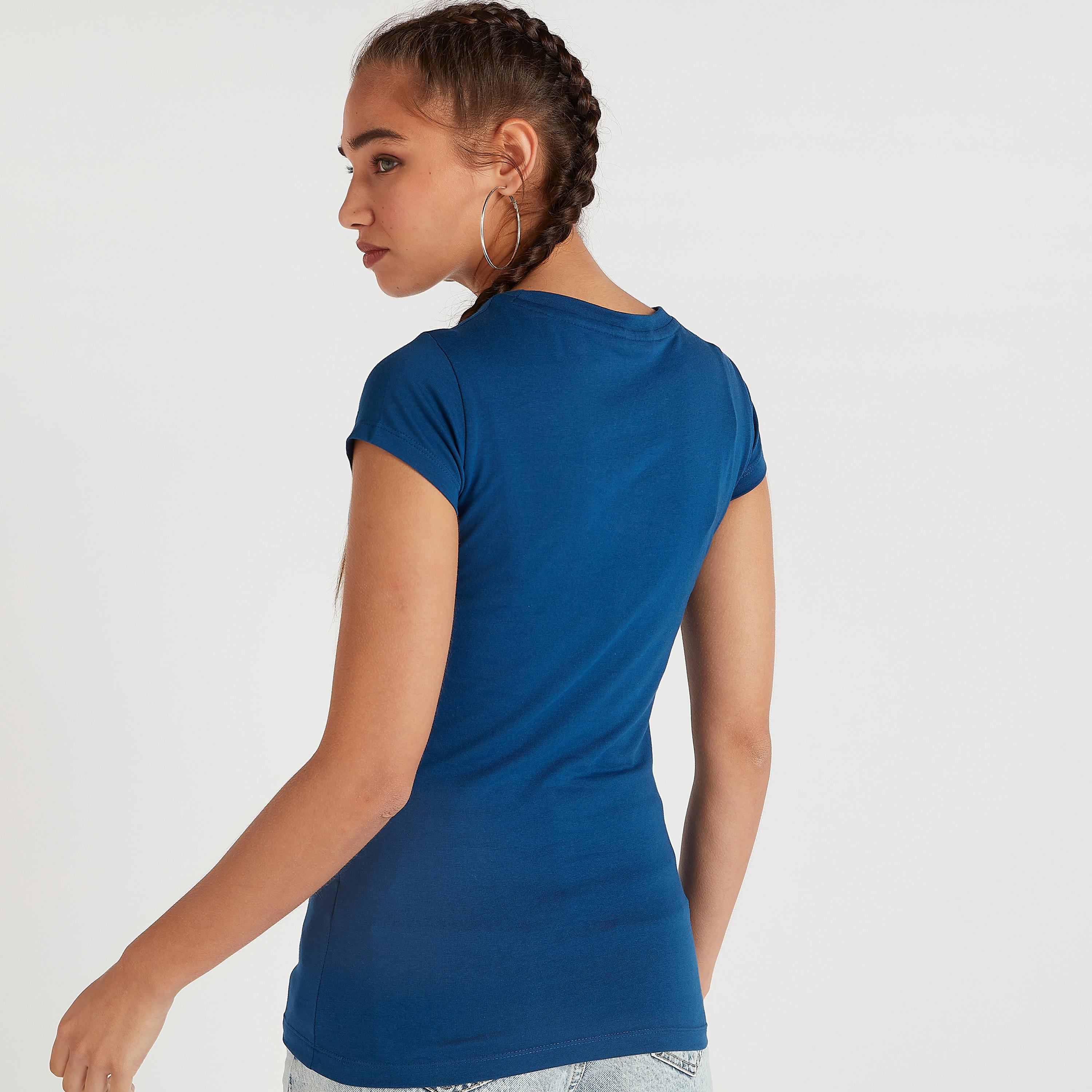 Peanuts Print T-shirt with Cap Sleeves and Crew Neck-women-clothing-tshirts-image-4