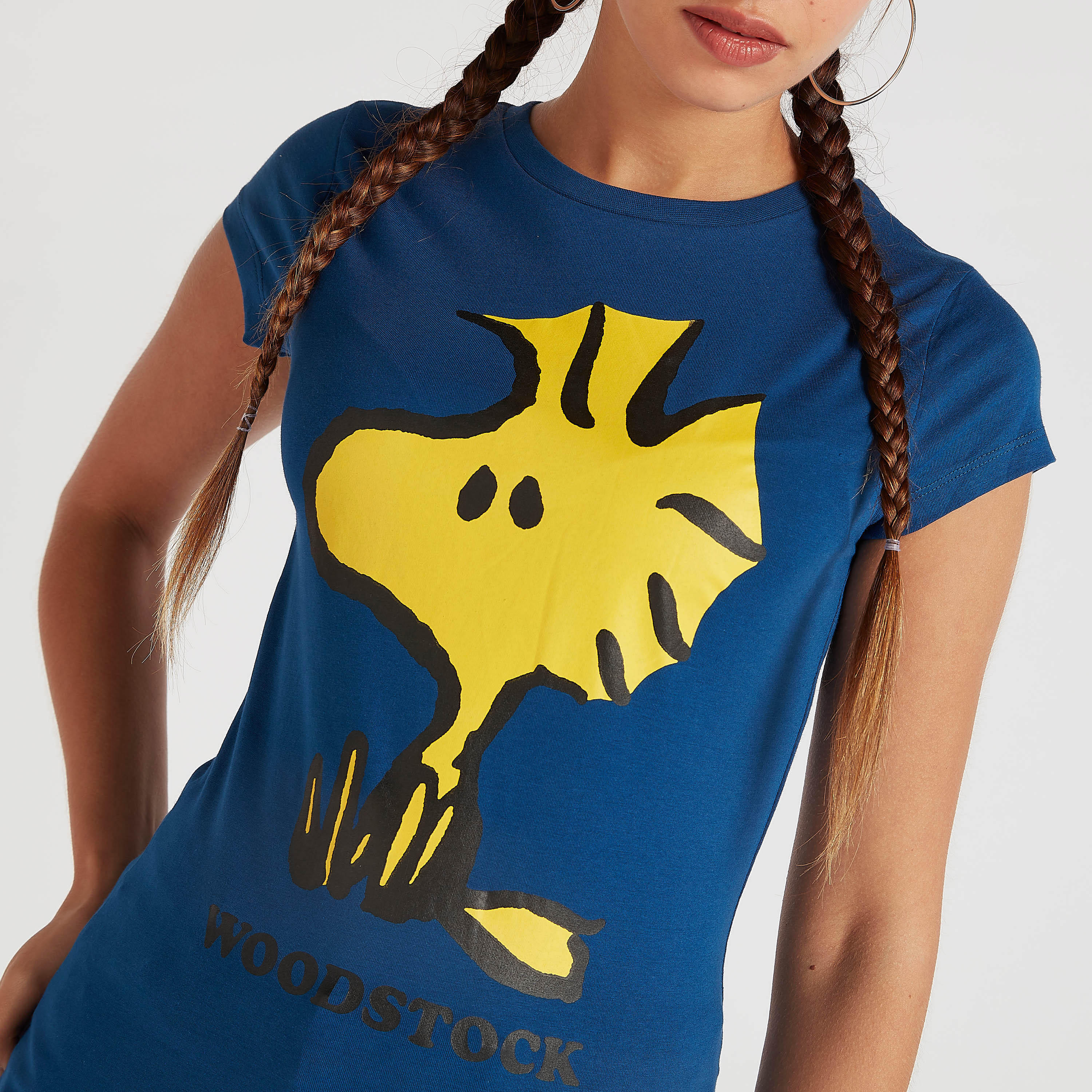 Peanuts Print T-shirt with Cap Sleeves and Crew Neck-women-clothing-tshirts-image-5
