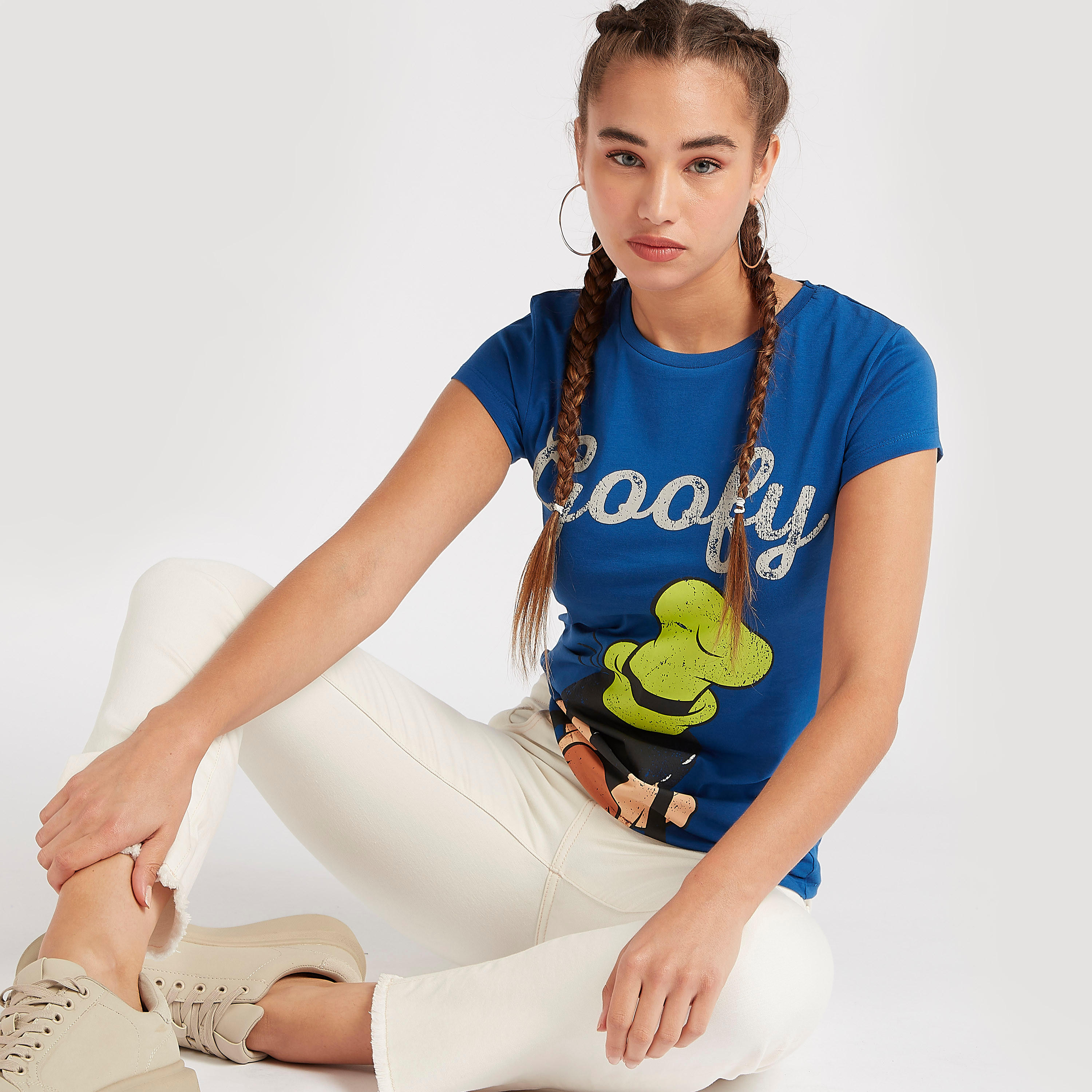 تيشيرت بياقة ضيّقة وأكمام كاب وطبعات جوفي-women-clothing-tshirts-image-1