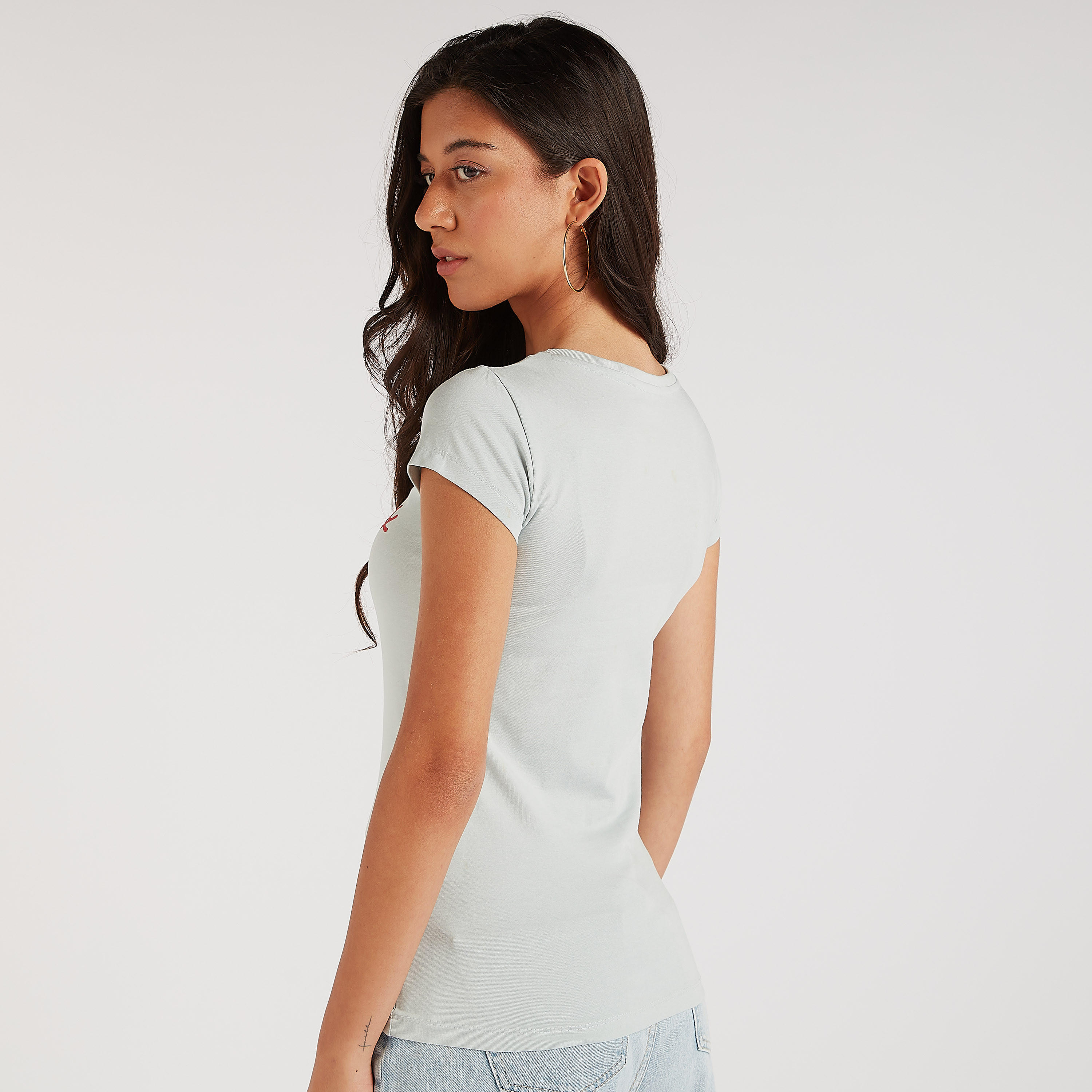 تيشيرت بياقة ضيّقة وأكمام كاب وطبعات هالو كيتي-women-clothing-tshirts-image-2