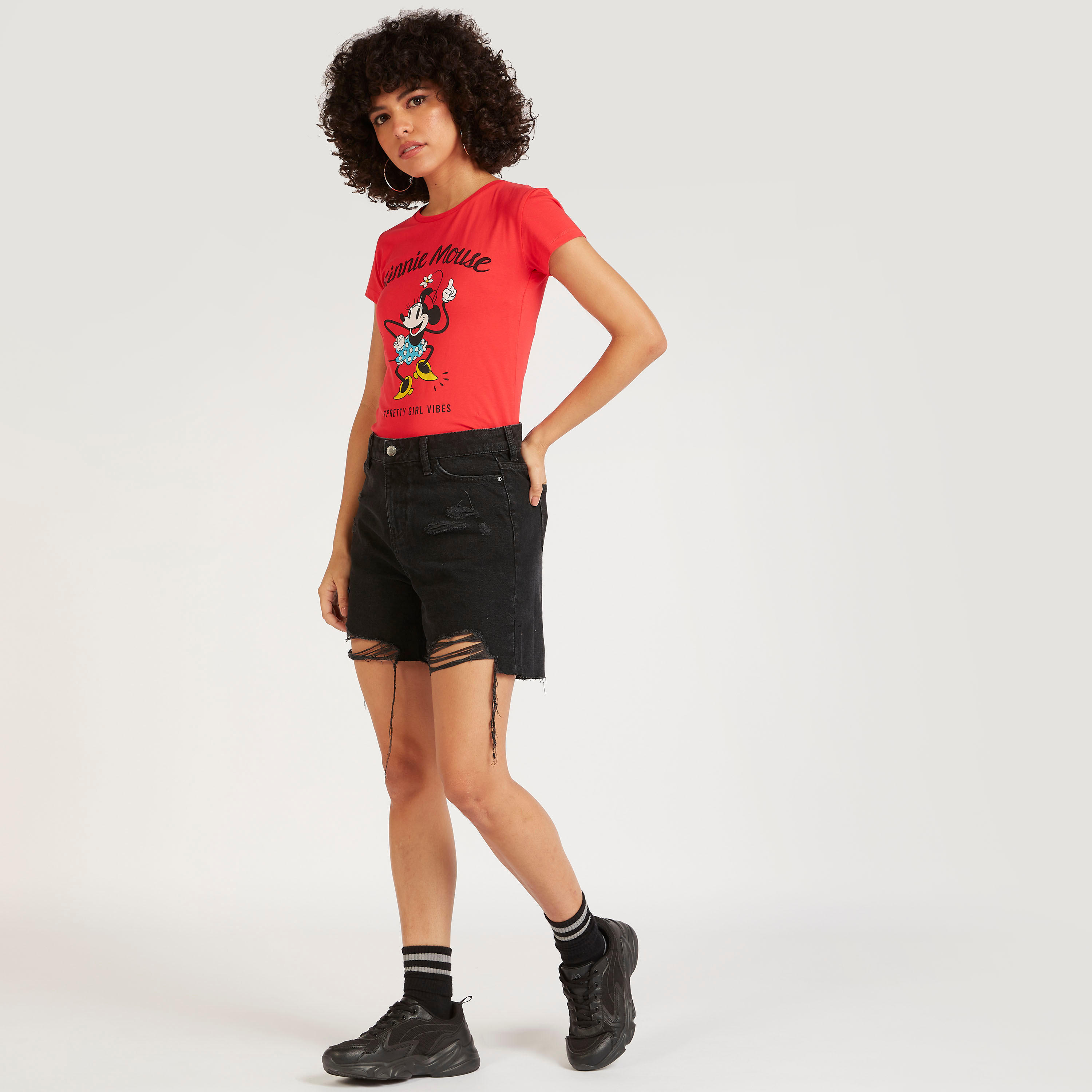 Printed Crew Neck T-shirt with Cap Sleeves-women-clothing-tshirts-image-1