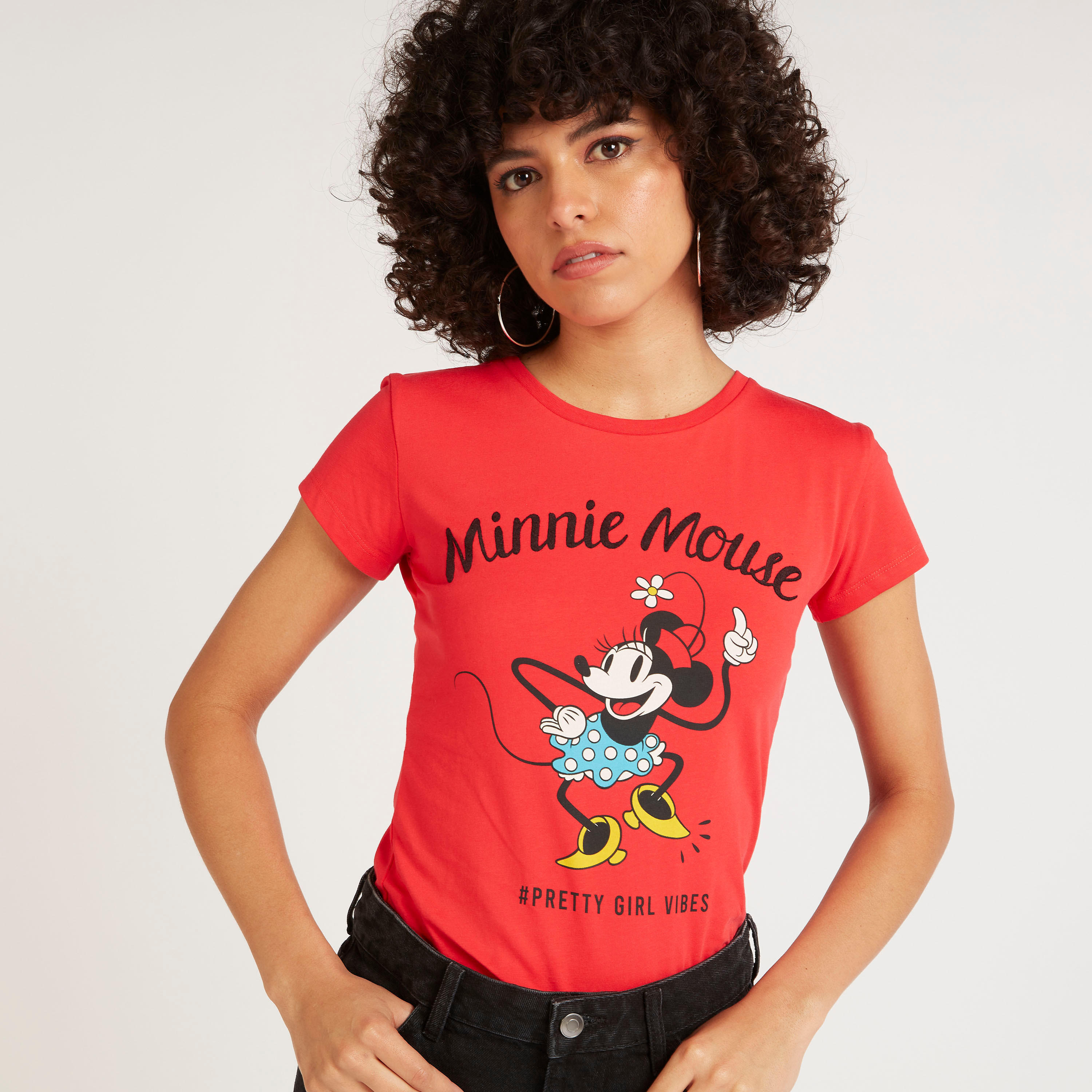 Printed Crew Neck T-shirt with Cap Sleeves-women-clothing-tshirts-image-3