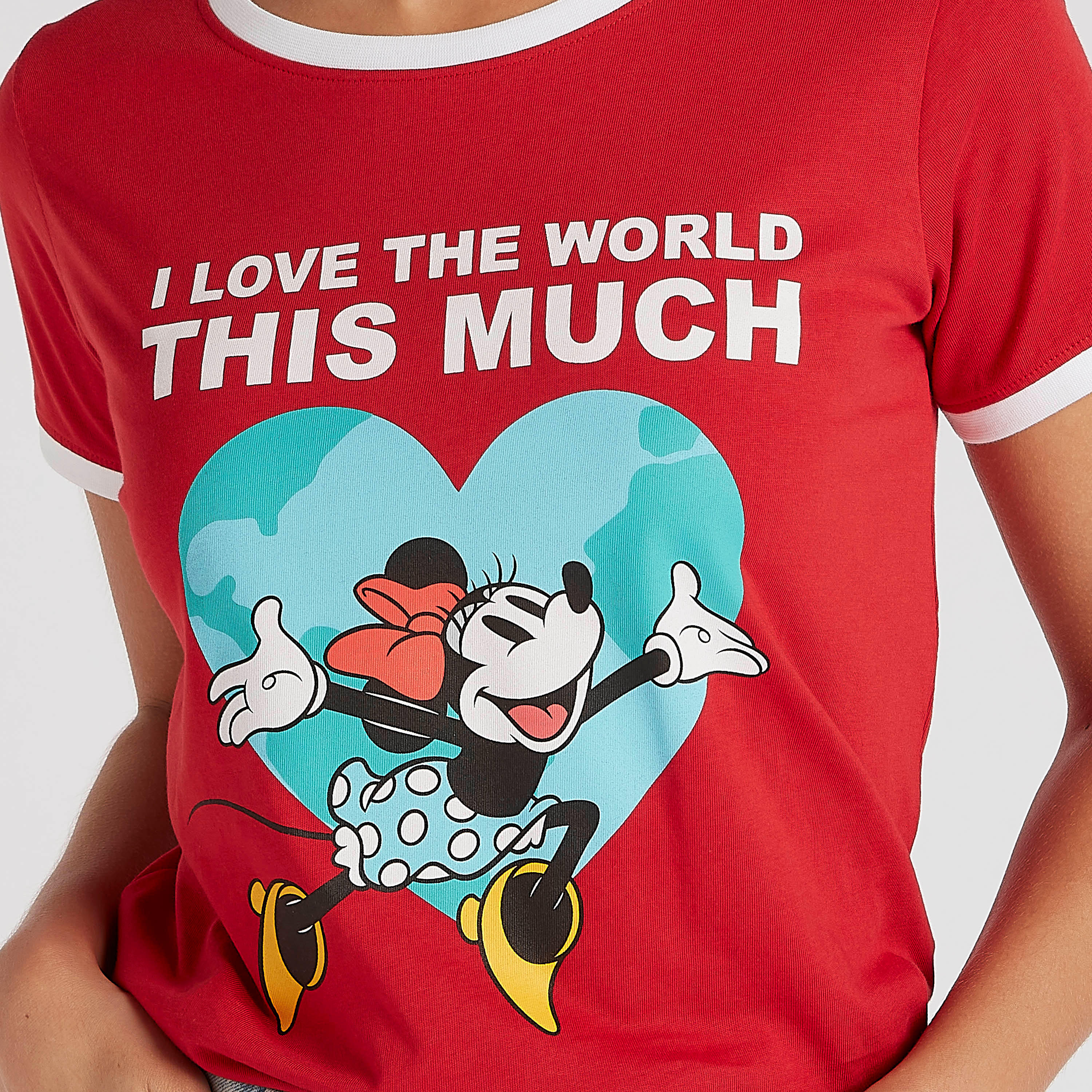 Minnie Mouse Print Round Neck T-shirt with Short Sleeves-women-clothing-tshirts-image-3