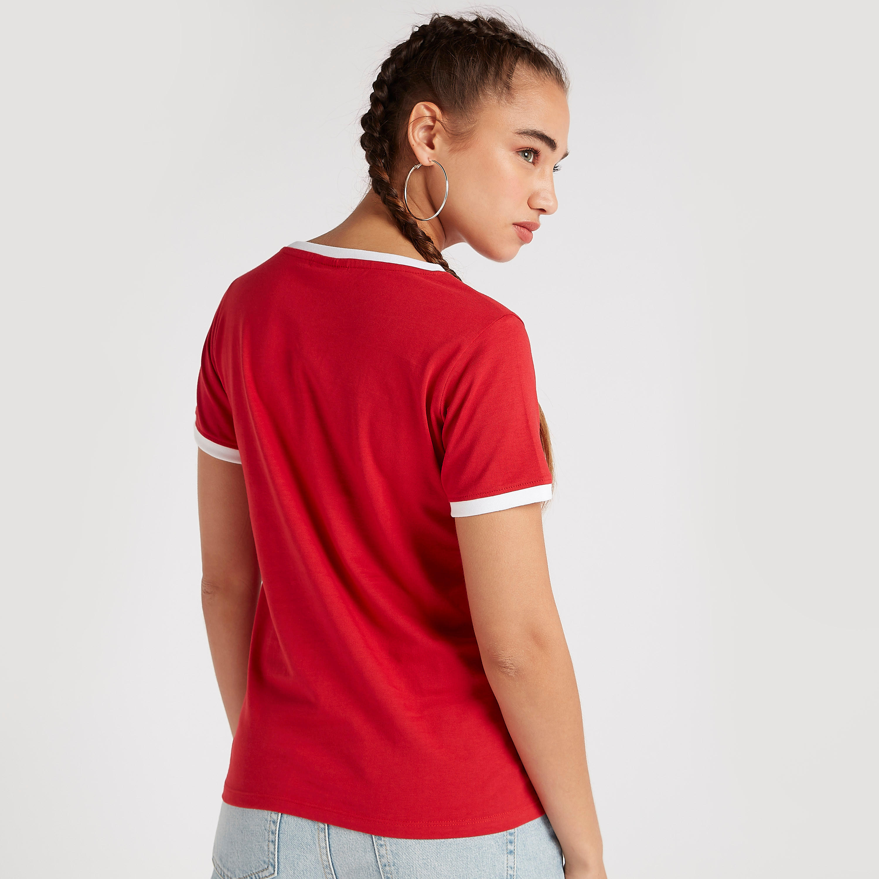 Minnie Mouse Print Round Neck T-shirt with Short Sleeves-women-clothing-tshirts-image-4