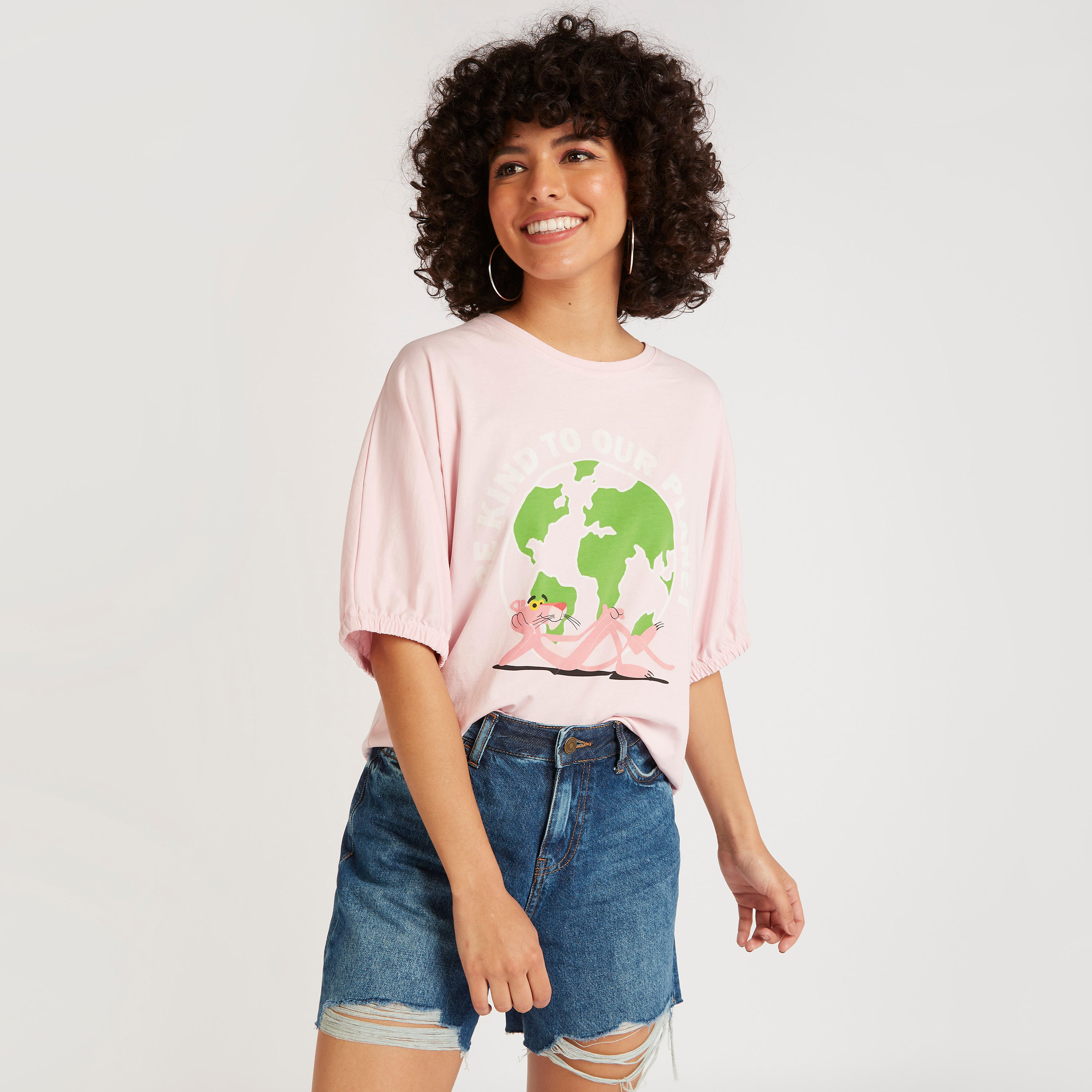 The Pink Panther Print T-shirt with Crew Neck-women-clothing-tshirts-image-1