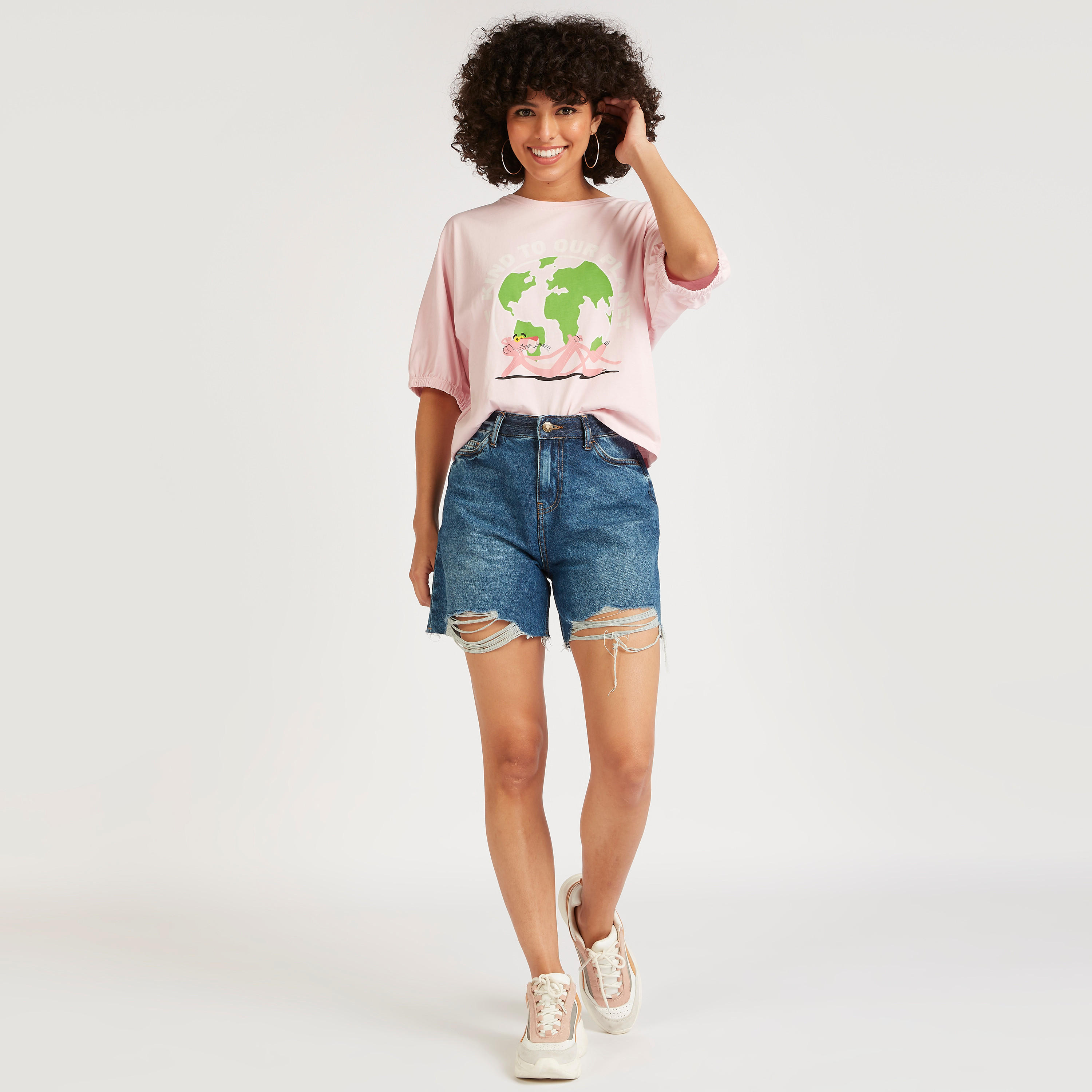 The Pink Panther Print T-shirt with Crew Neck-women-clothing-tshirts-image-2