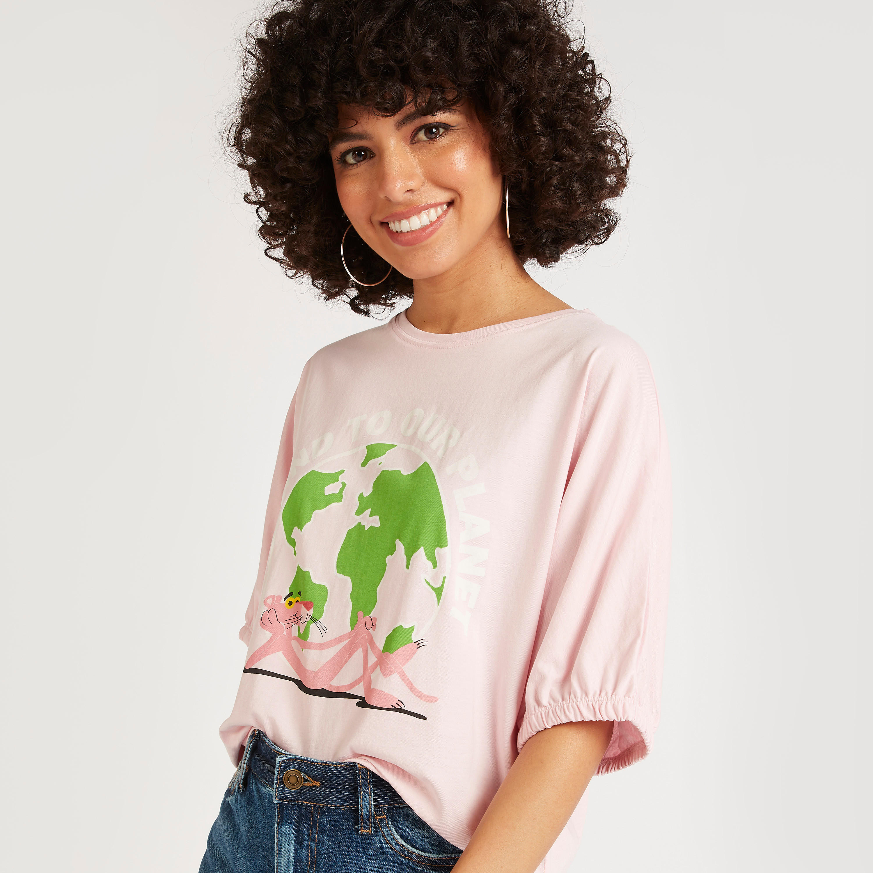 The Pink Panther Print T-shirt with Crew Neck-women-clothing-tshirts-image-3
