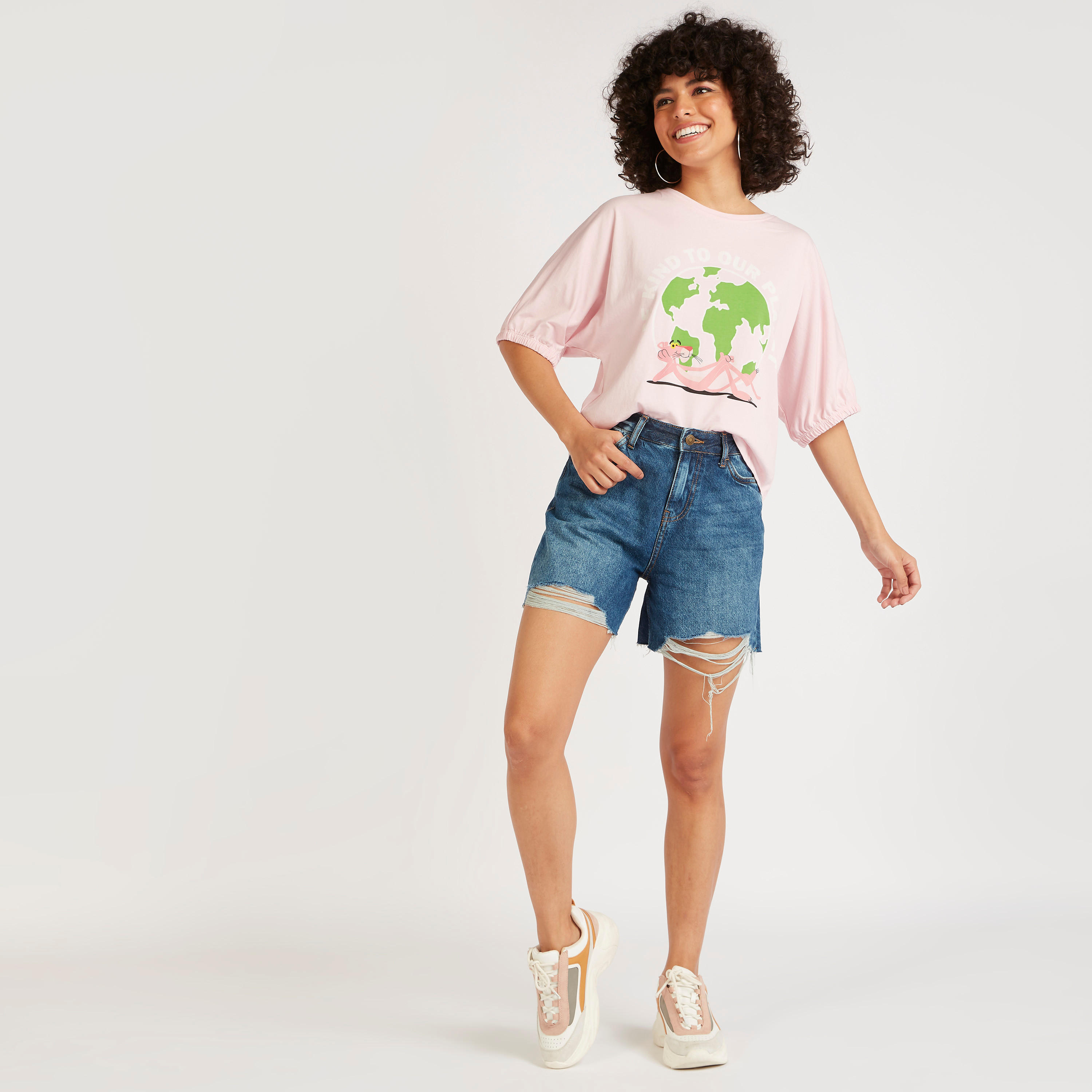 The Pink Panther Print T-shirt with Crew Neck-women-clothing-tshirts-image-4