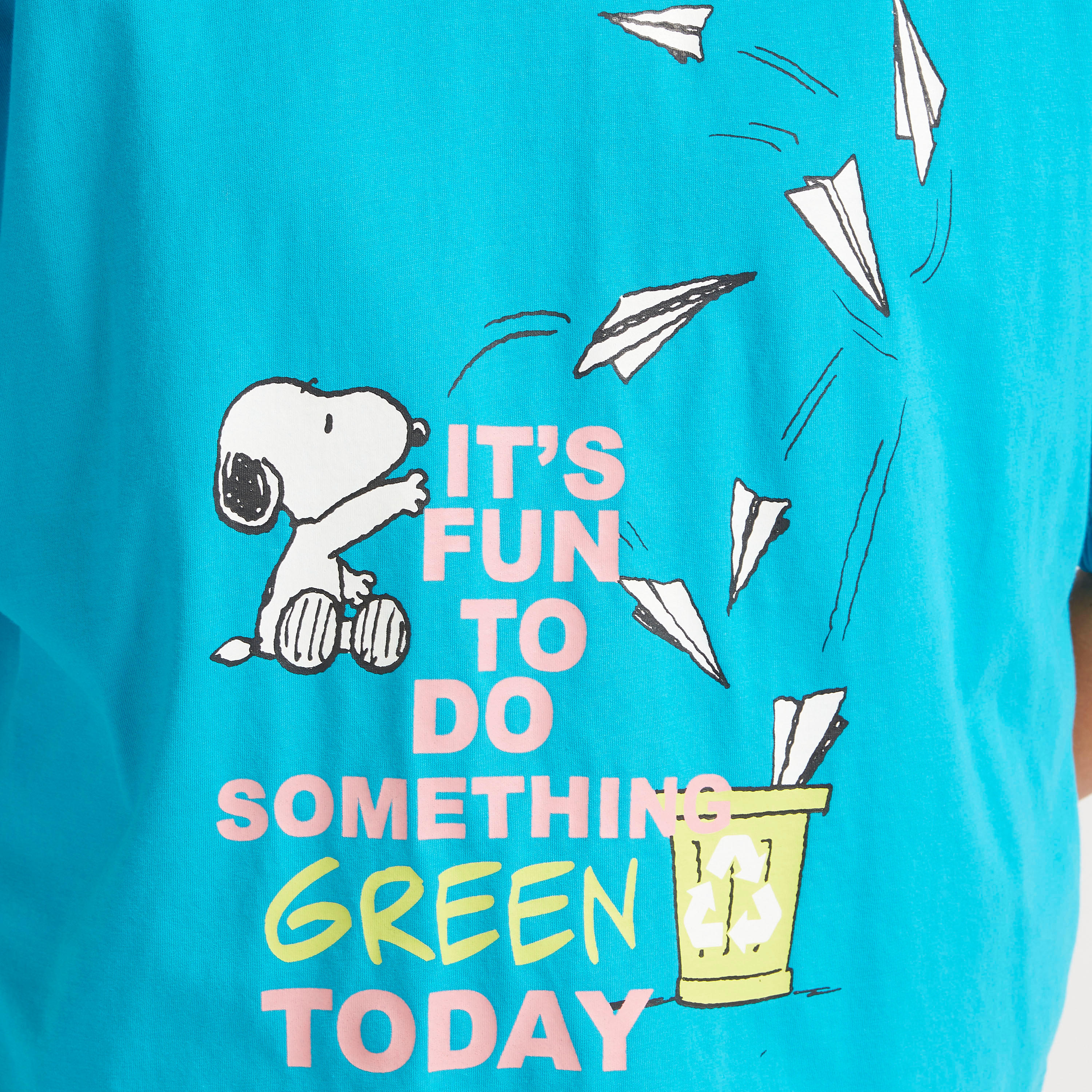 Snoopy Print Crew Neck T-shirt with Short Sleeves-women-clothing-tshirts-image-3