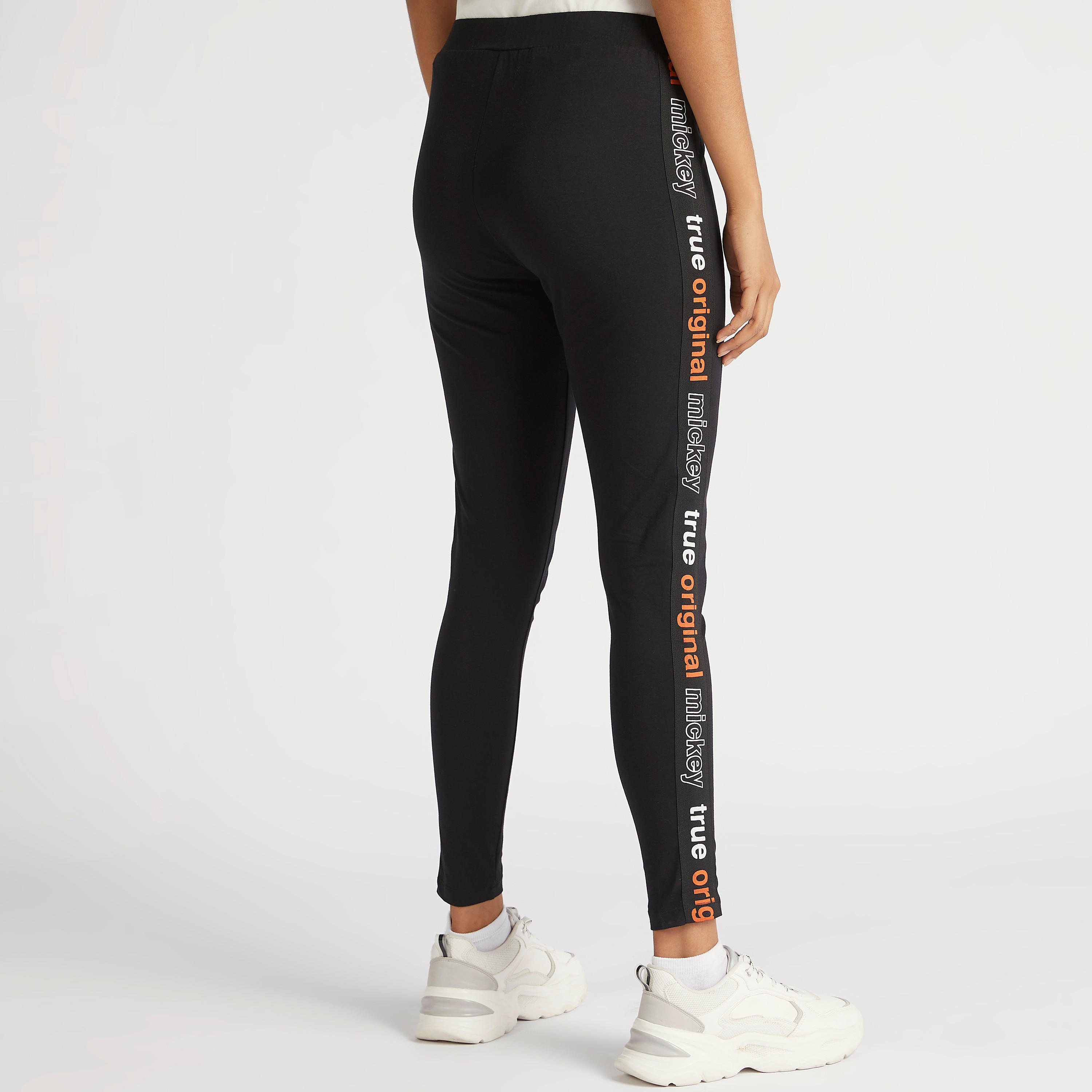 بنطلون ليقنز بخصر متوسّط الارتفاع وطبعات ميكي ماوس وتفاصيل شريطة-women-clothing-bottoms-leggings-image-4