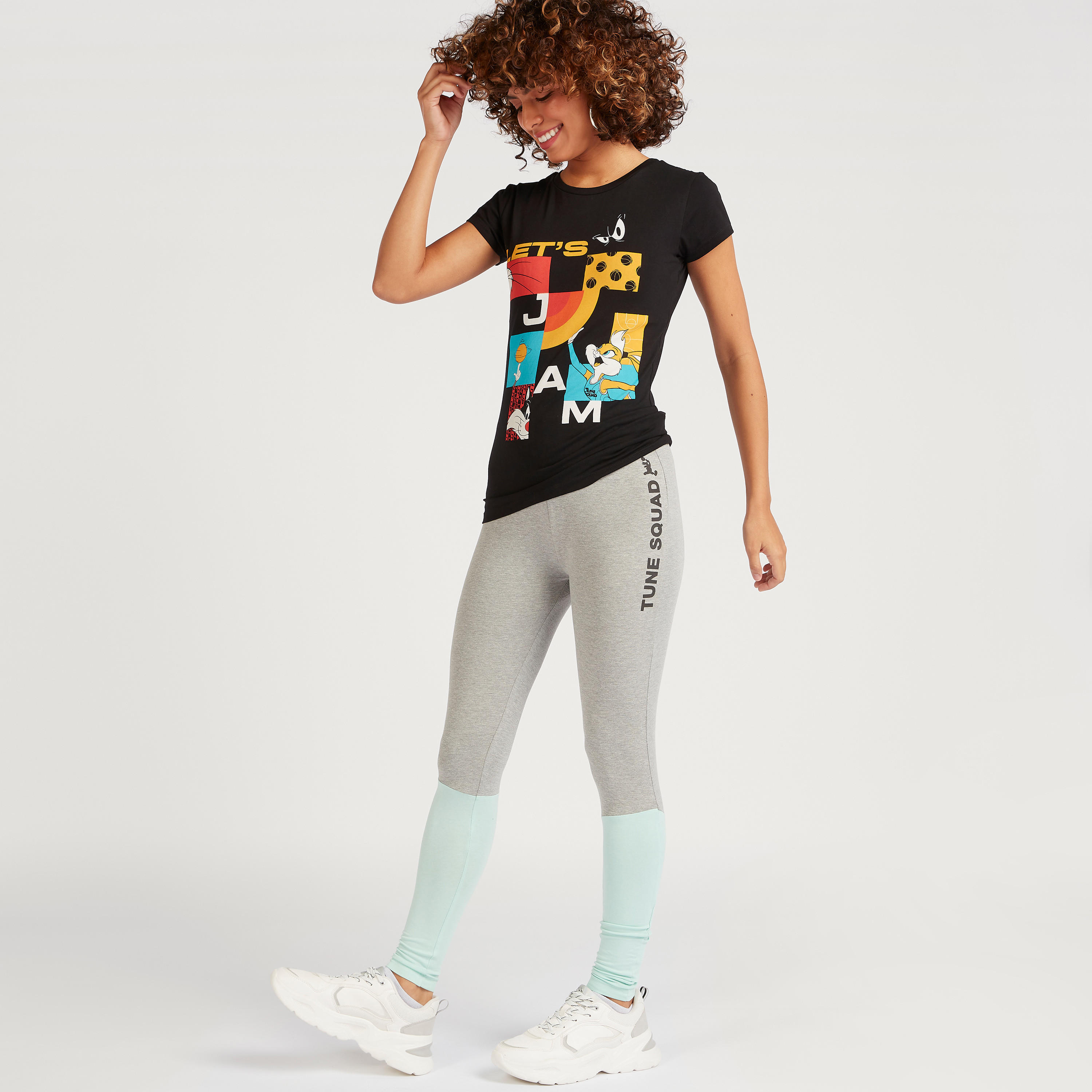 Colourblocked Printed Skinny Fit Leggings-women-clothing-bottoms-leggings-image-2