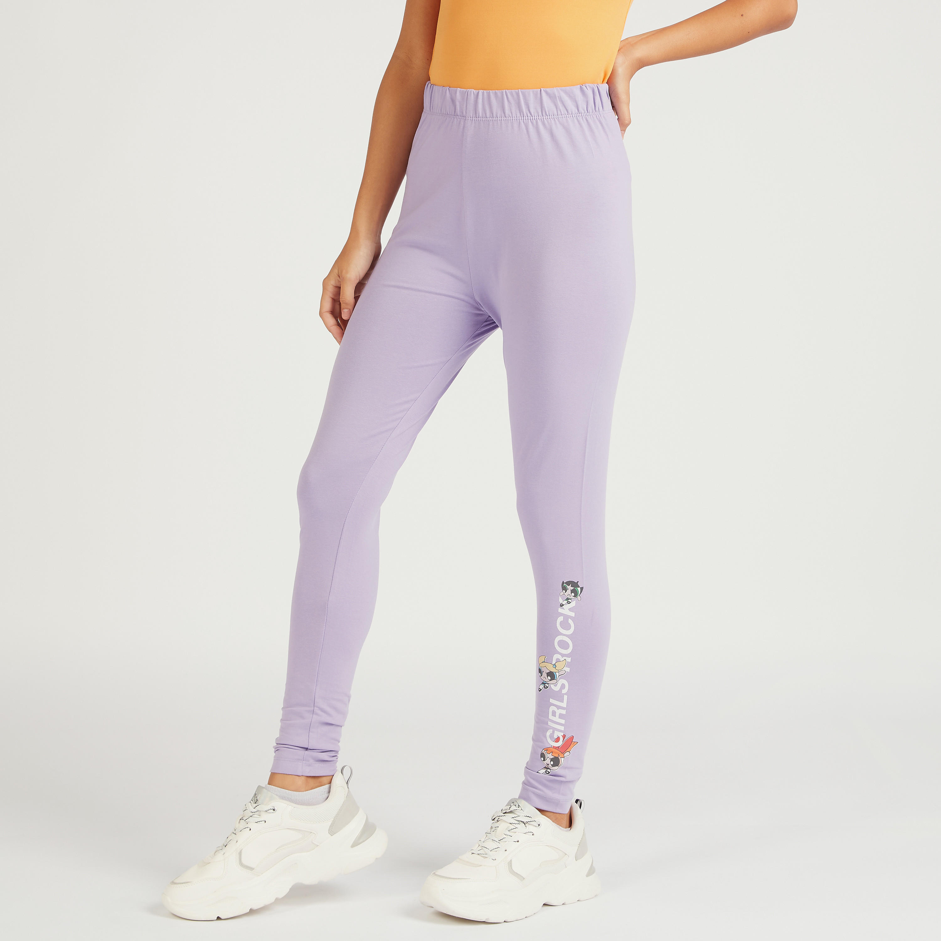 بنطلون ليقنز بخصر مطّاطي متوسط الارتفاع وطبعات-women-clothing-bottoms-leggings-image-1