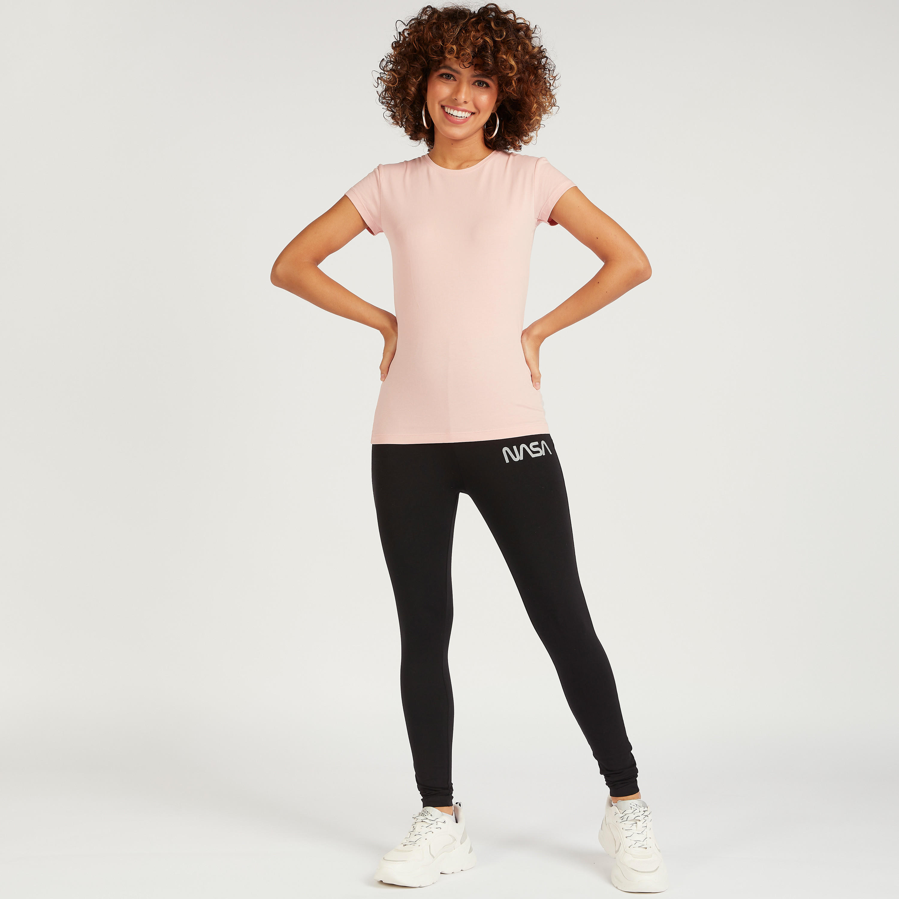 NASA Solid Mid-Rise Leggings with Elasticated Waistband-women-clothing-bottoms-leggings-image-2