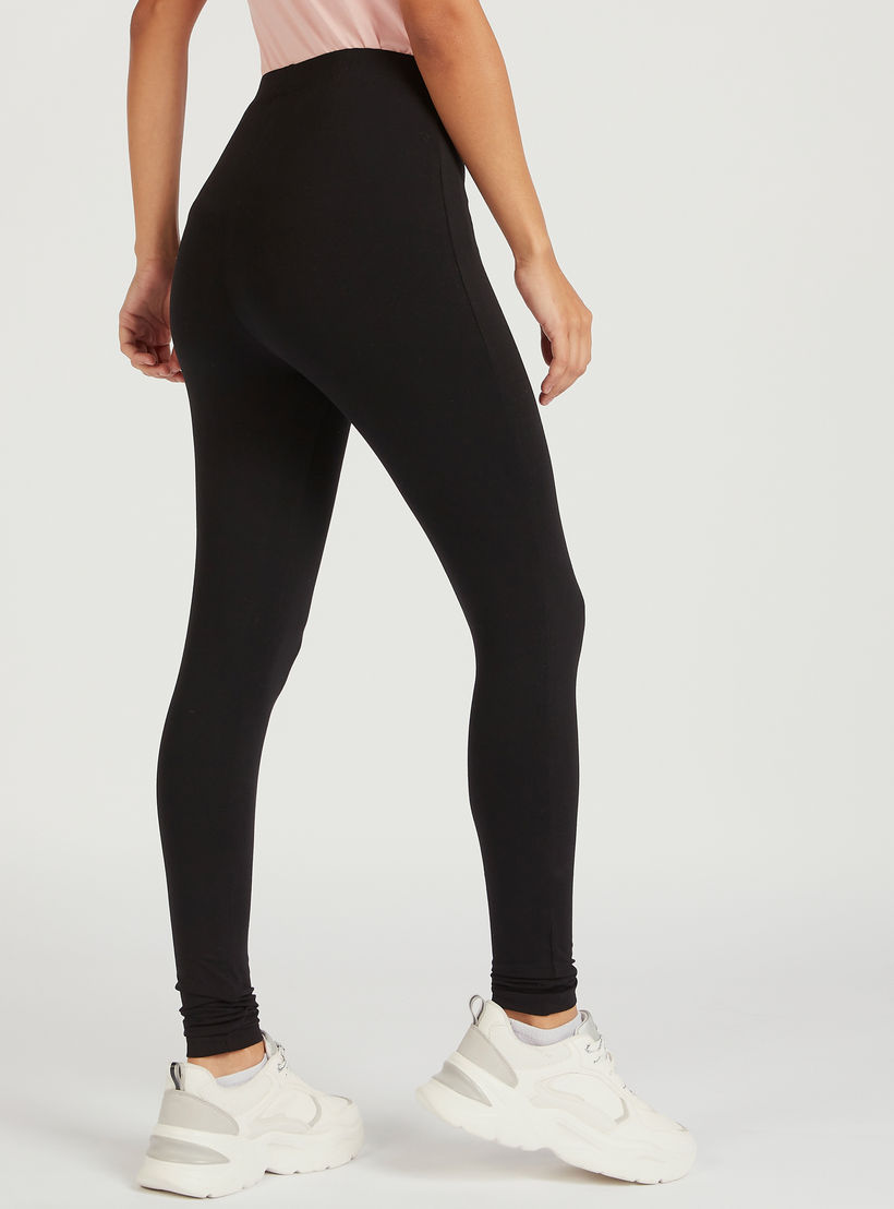 NASA Solid Mid-Rise Leggings with Elasticated Waistband-women-clothing-bottoms-leggings-image-4