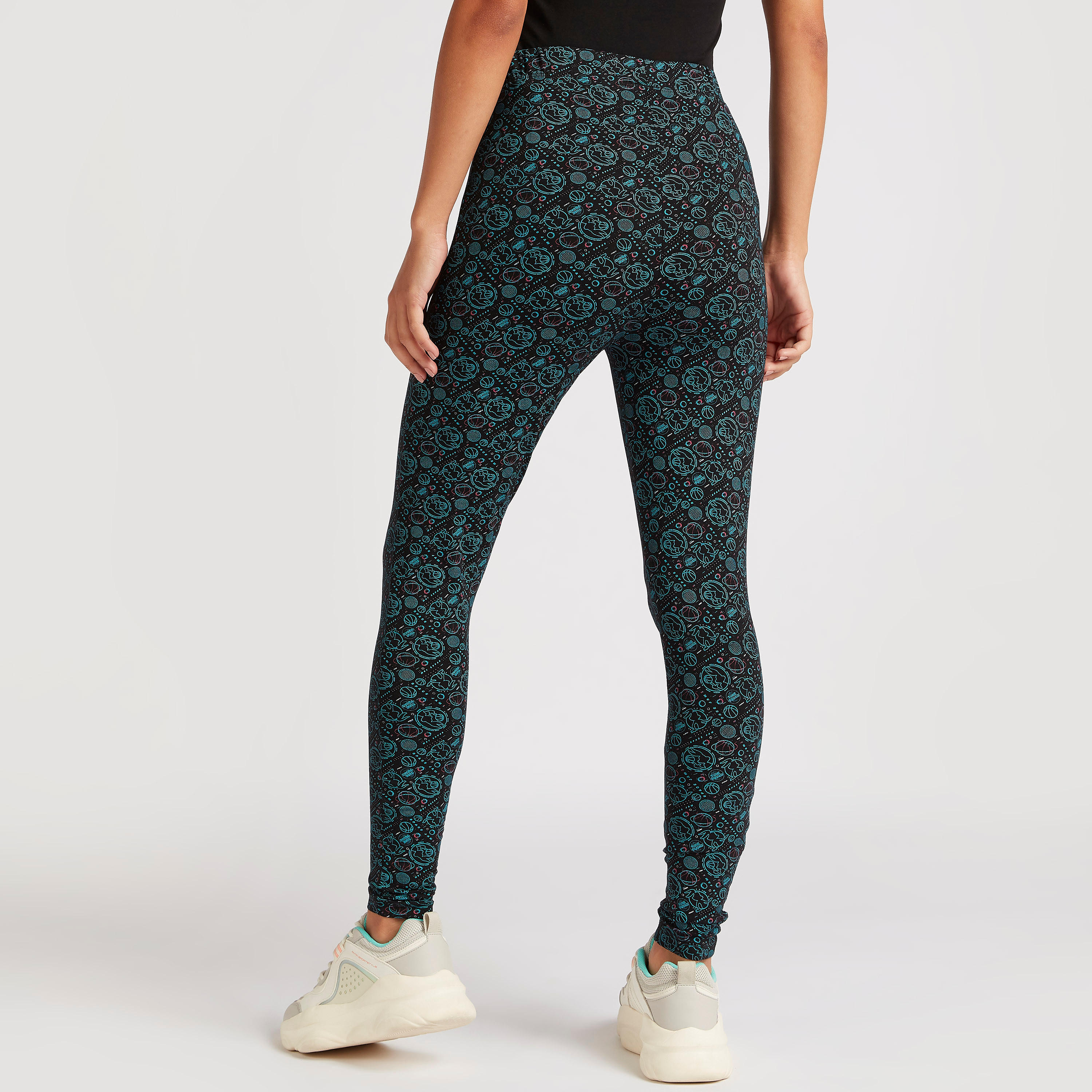 بنطلون ليقنز سادة بخصر مطّاطي متوسط الارتفاع وطبعات تيون سكواد-women-clothing-bottoms-leggings-image-4