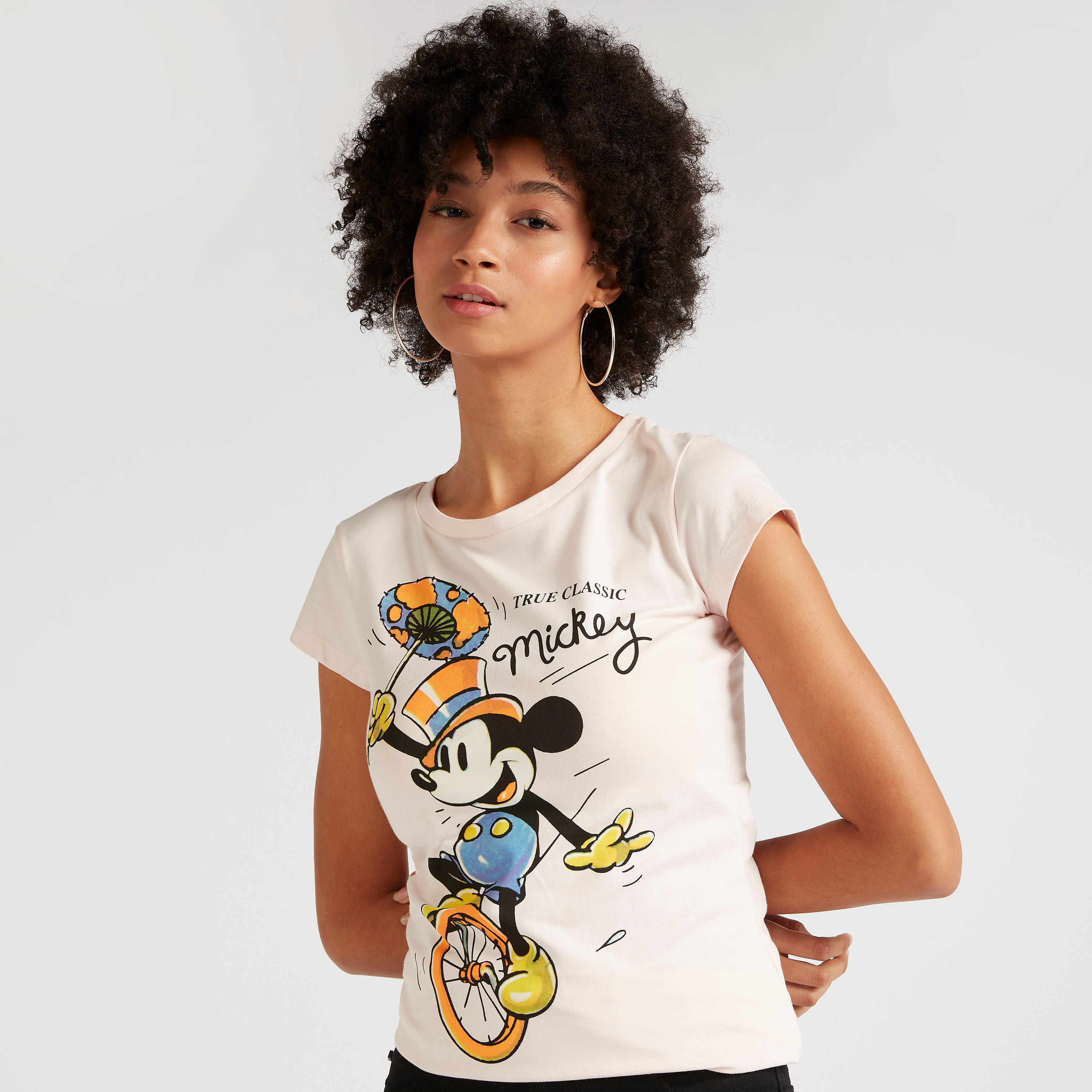 تيشيرت بأكمام كاب وطبعات ميكي ماوس-women-clothing-tshirts-image-1