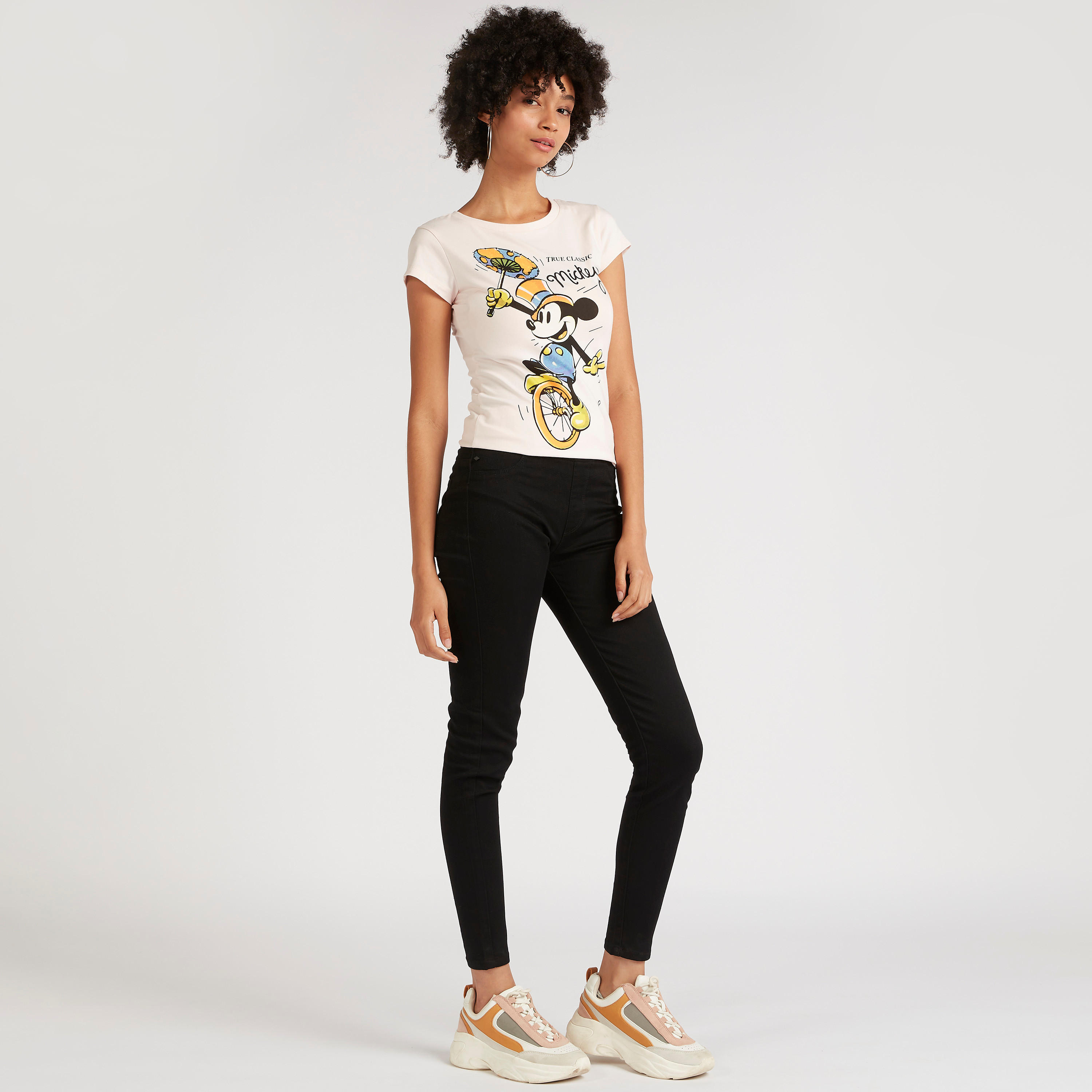 تيشيرت بأكمام كاب وطبعات ميكي ماوس-women-clothing-tshirts-image-2