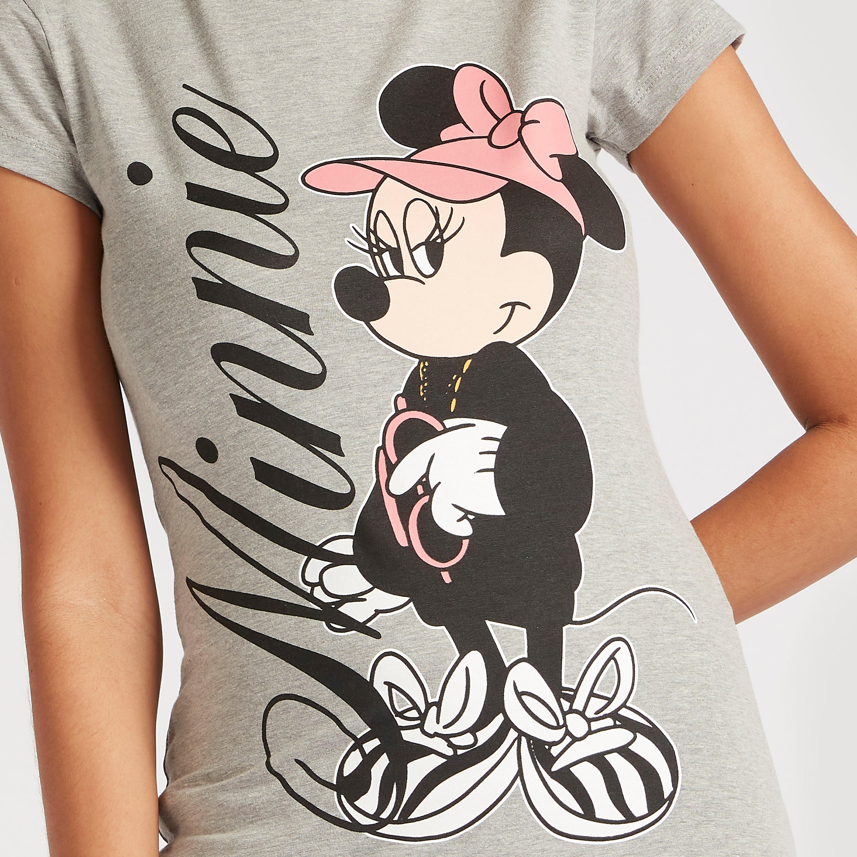 Minnie Mouse Print T-shirt with Cap Sleeves and Crew Neck-women-clothing-tshirts-image-3