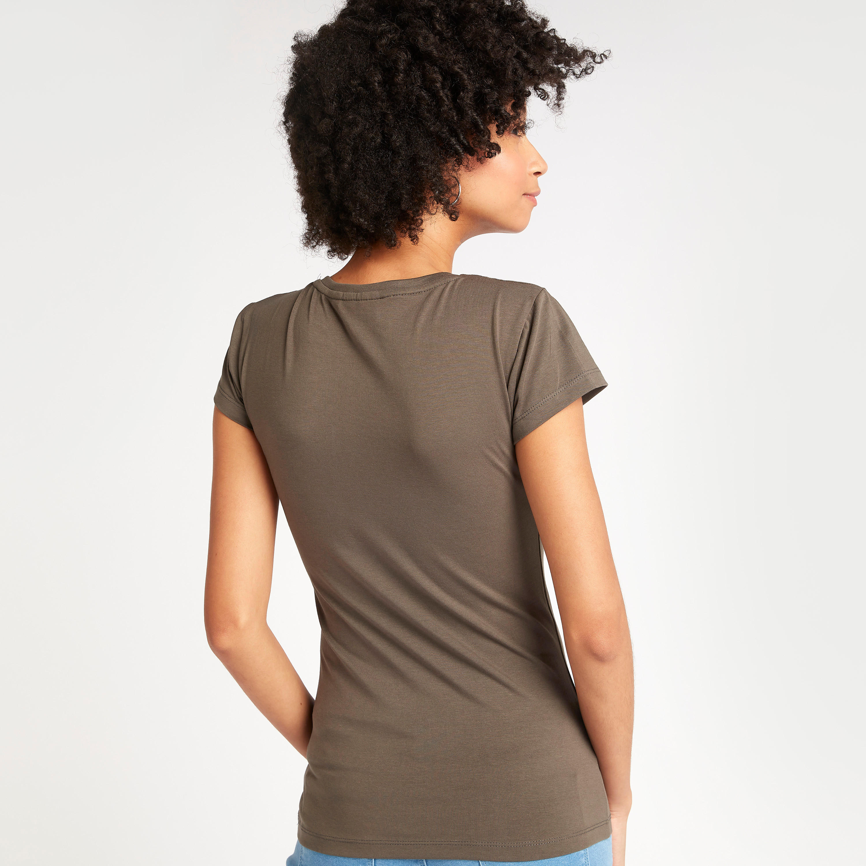 Unicorn Print Crew Neck T-shirt with Cap Sleeves-women-clothing-tshirts-image-4