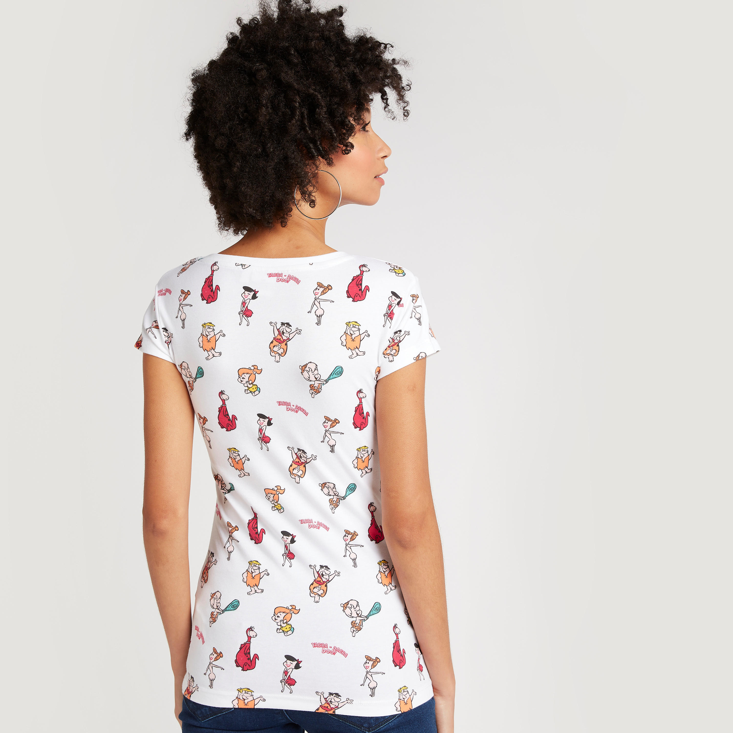 تيشيرت بياقة مستديرة وأكمام كاب وطبعات-women-clothing-tshirts-image-5