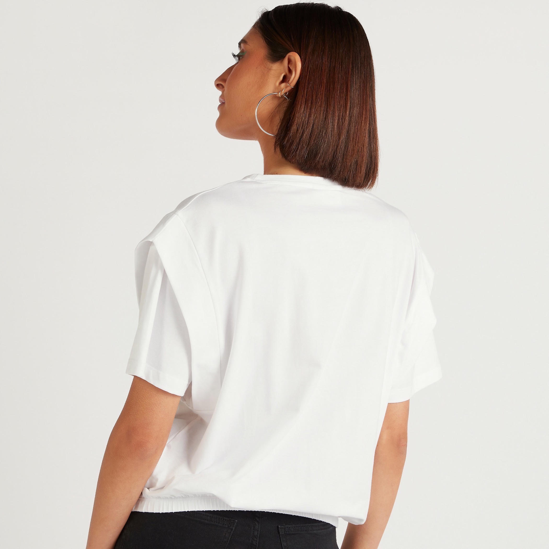 Mickey Mouse Print Crew Neck T-shirt with Short Sleeves-women-clothing-tshirts-image-4