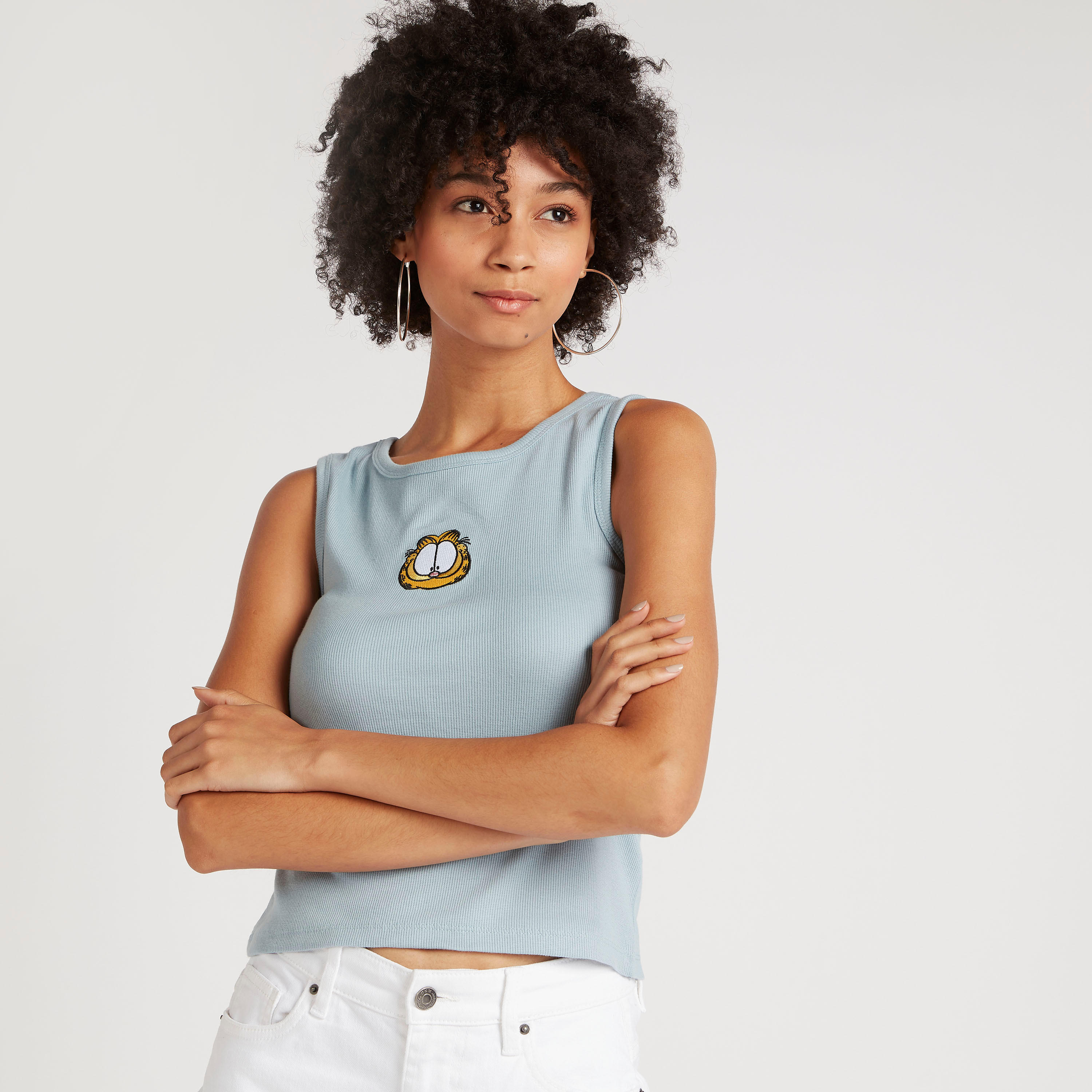 تيشيرت دون أكمام بياقة مستديرة وطبعات غارفيلد-women-clothing-tshirts-image-5