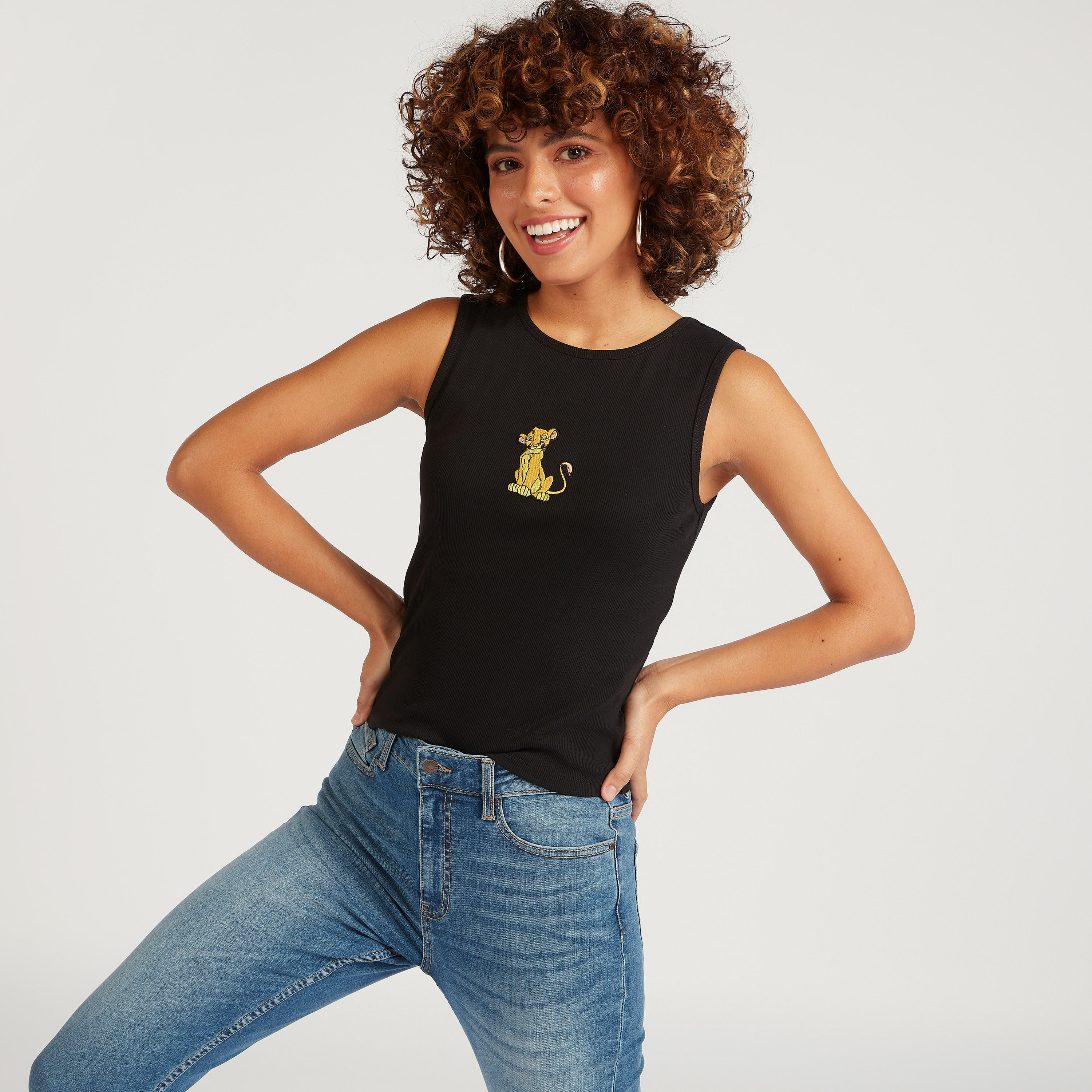 Simba Print Crew Neck Sleeveless Top-women-clothing-tshirts-image-1