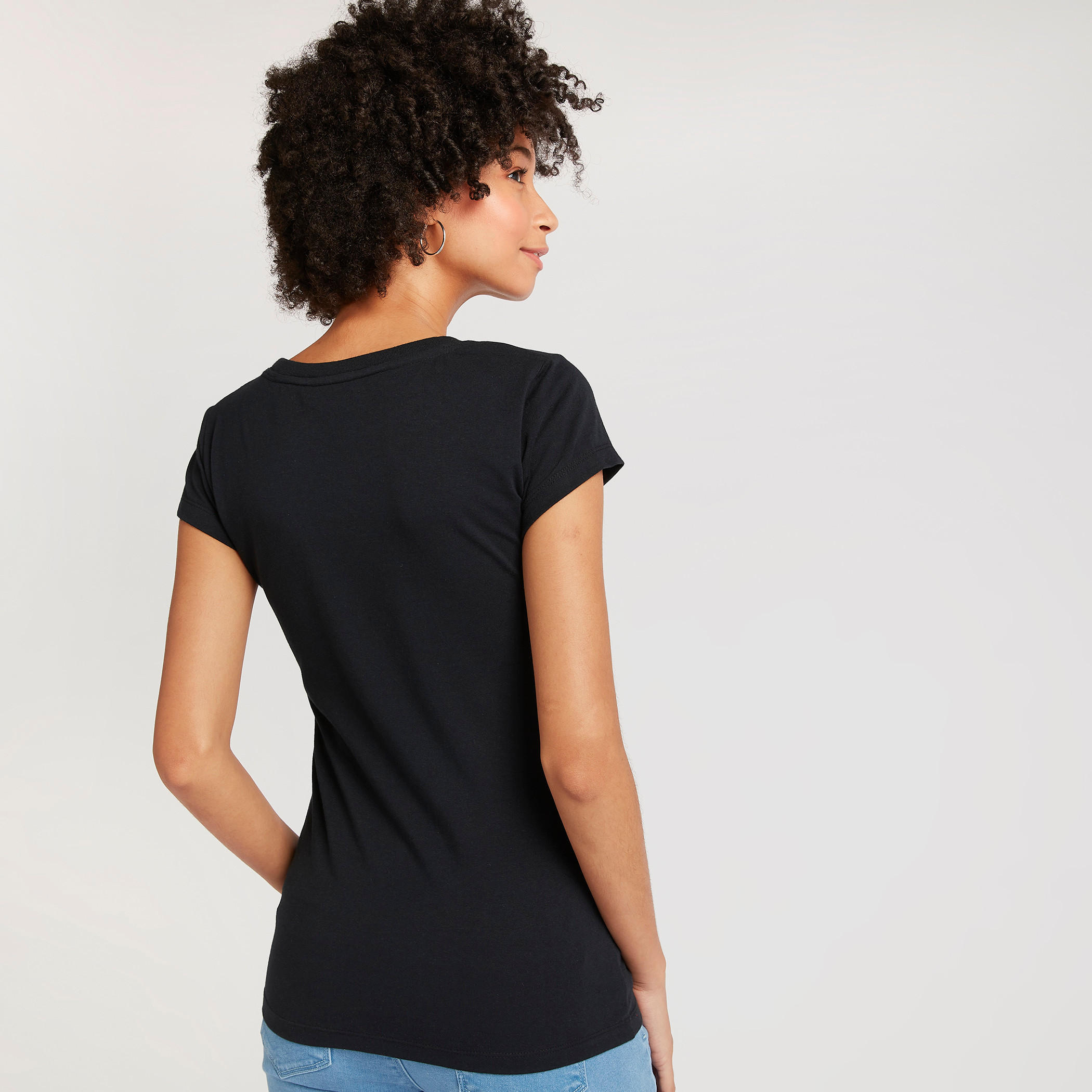 Daffy Duck Print T-shirt with Cap Sleeves and Crew Neck-women-clothing-tshirts-image-4