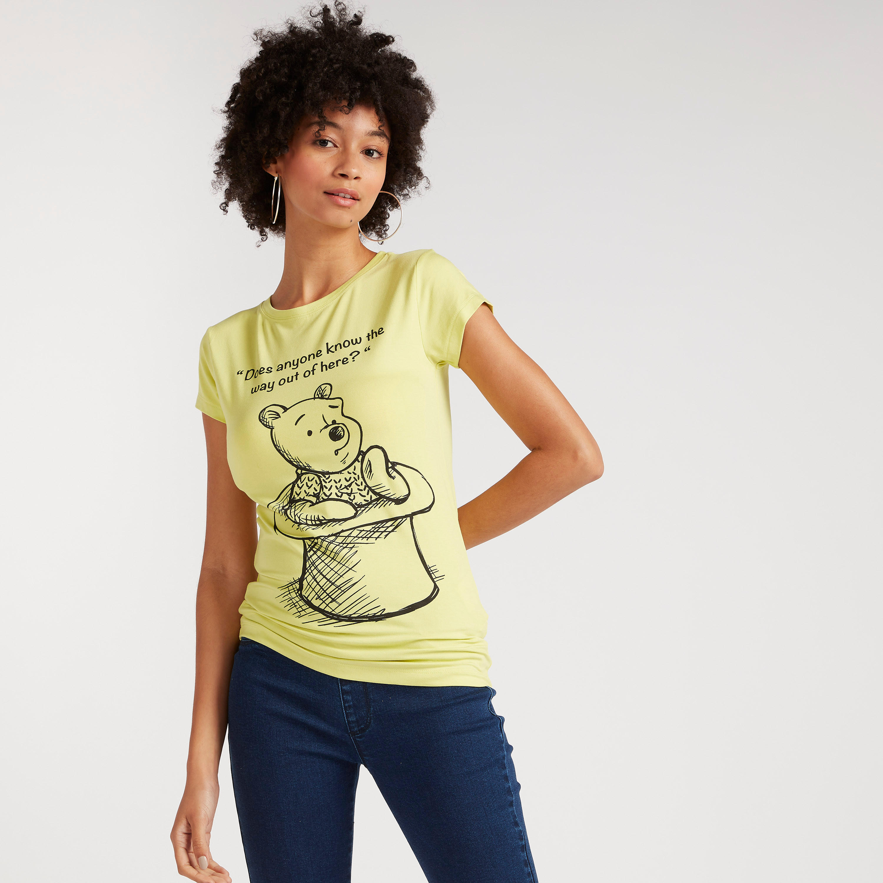 تيشيرت بأكمام كاب وطبعات ويني ذي بوه-women-clothing-tshirts-image-5