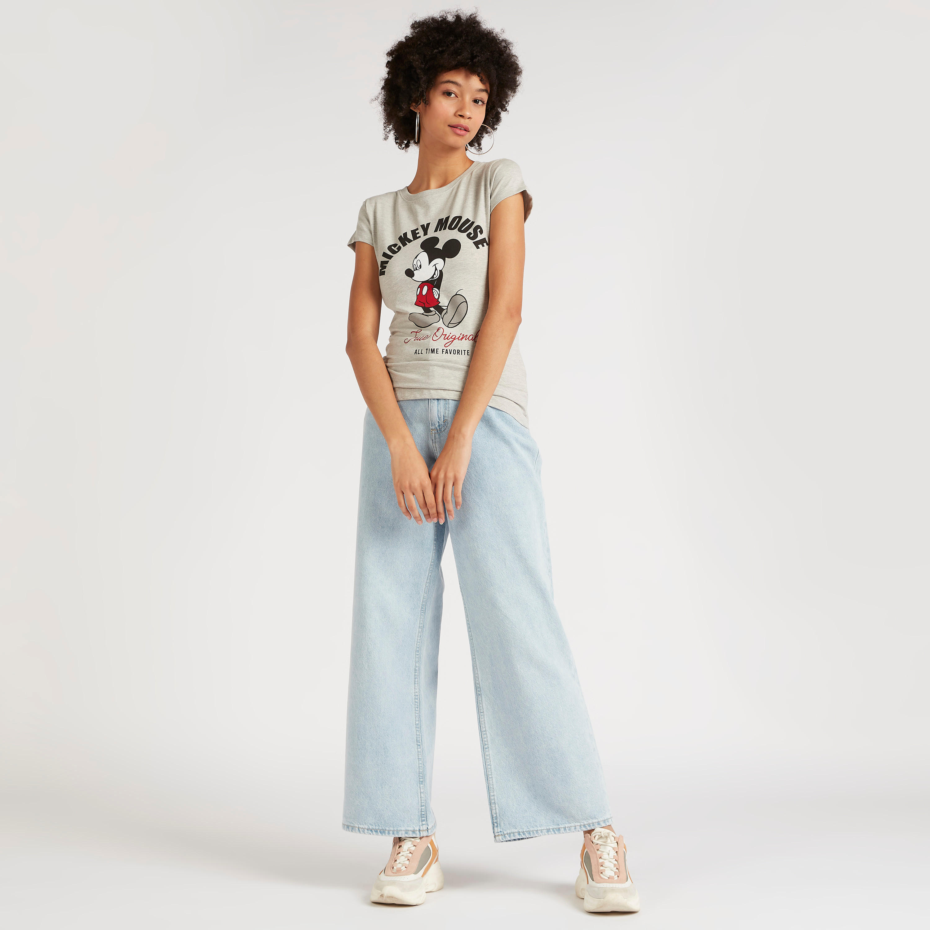 تيشيرت بياقة ضيّقة وأكمام كاب وطبعات ميني ماوس-women-clothing-tshirts-image-2