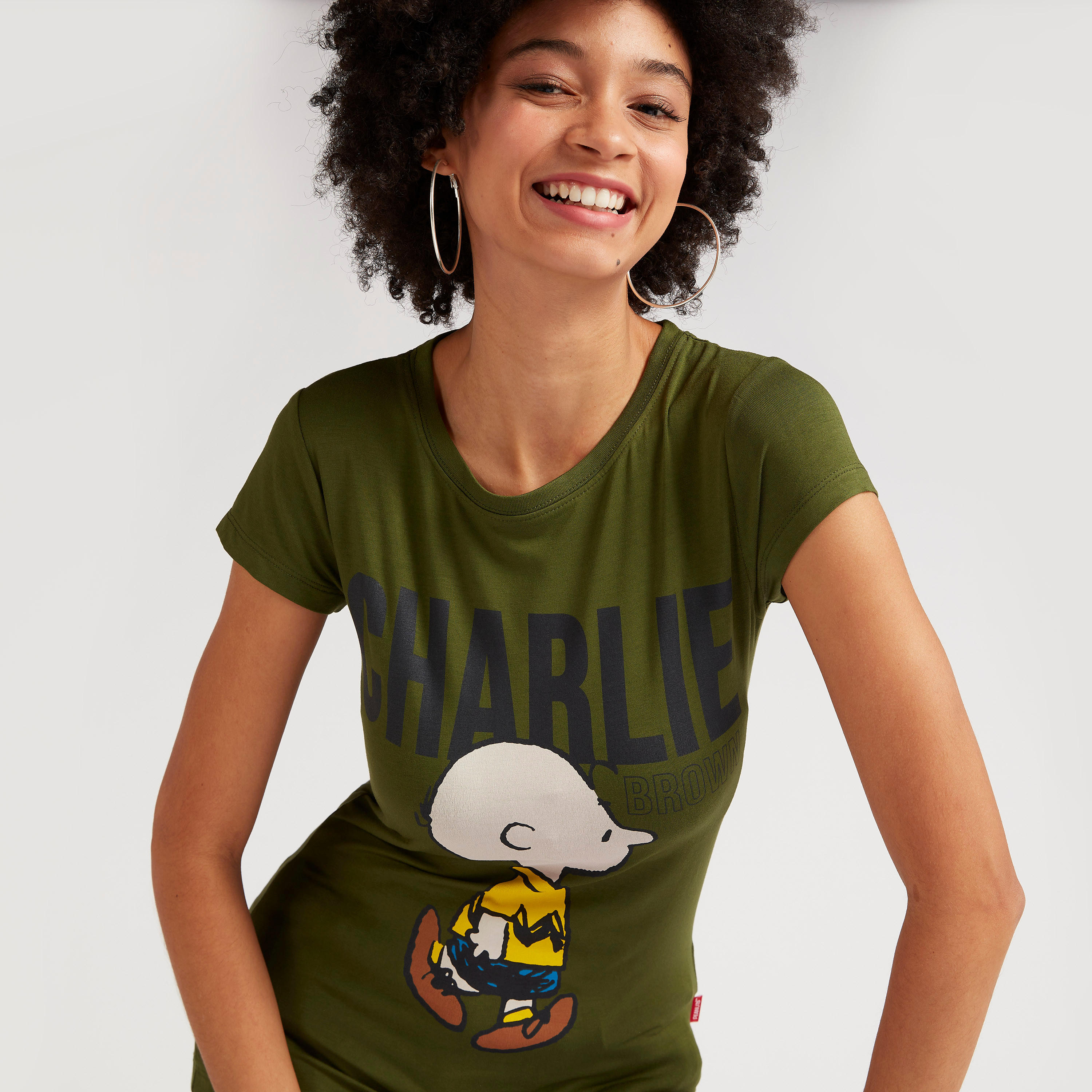 Peanuts Print T-shirt with Round Sleeves and Crew Neck-women-clothing-tshirts-image-1
