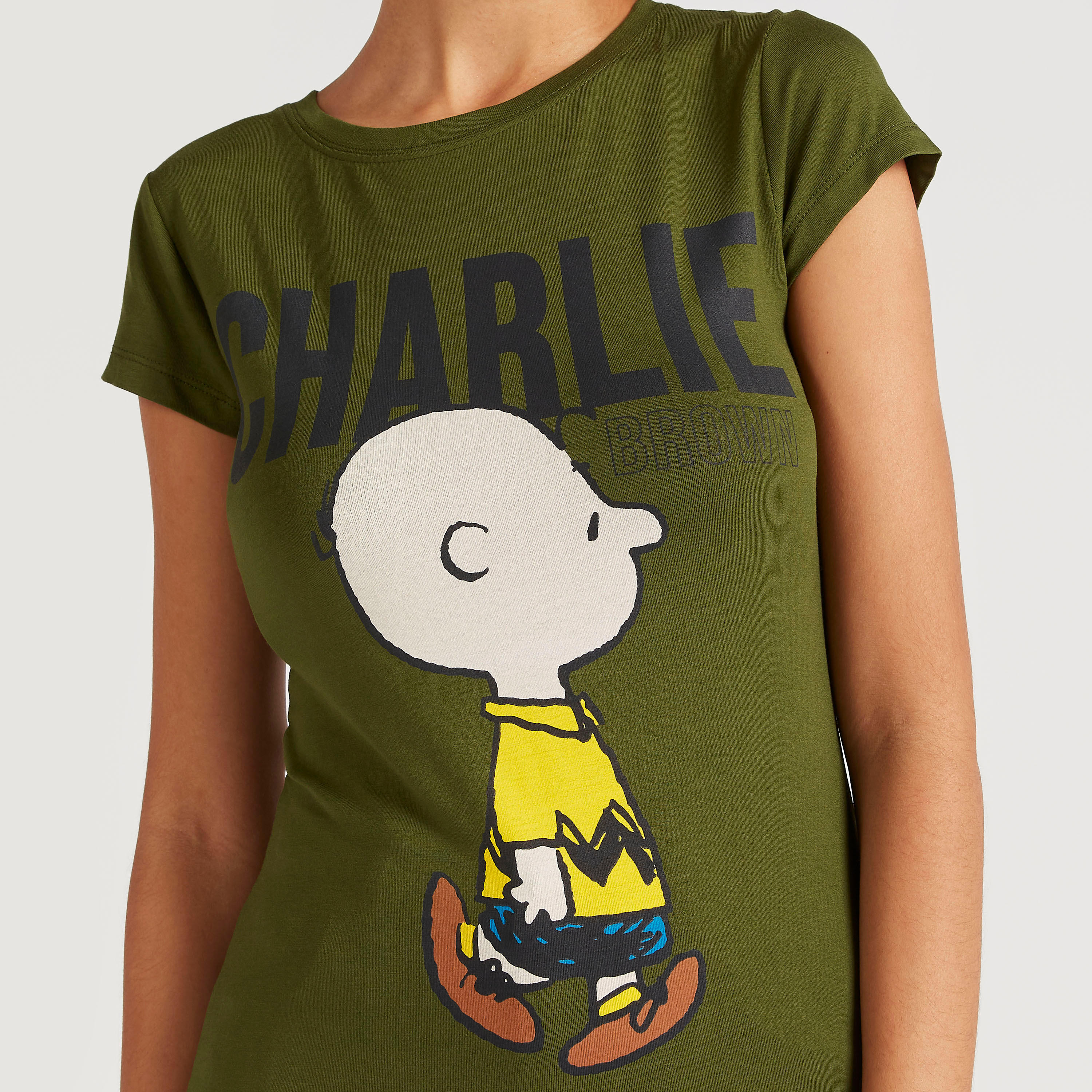 Peanuts Print T-shirt with Round Sleeves and Crew Neck-women-clothing-tshirts-image-3