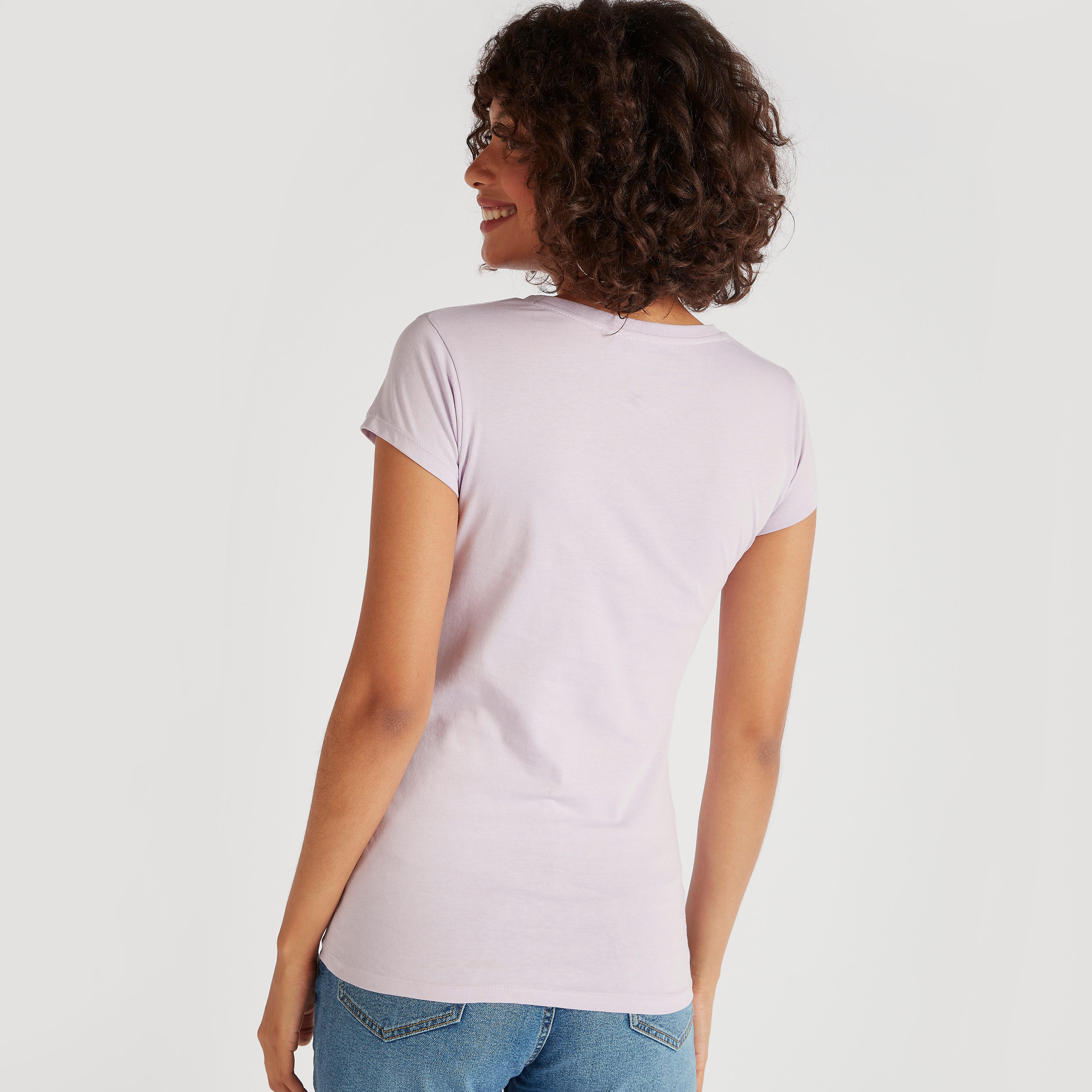تيشيرت بياقة ضيقة وأكمام كاب وطبعات لوني تيونر-women-clothing-tshirts-image-4
