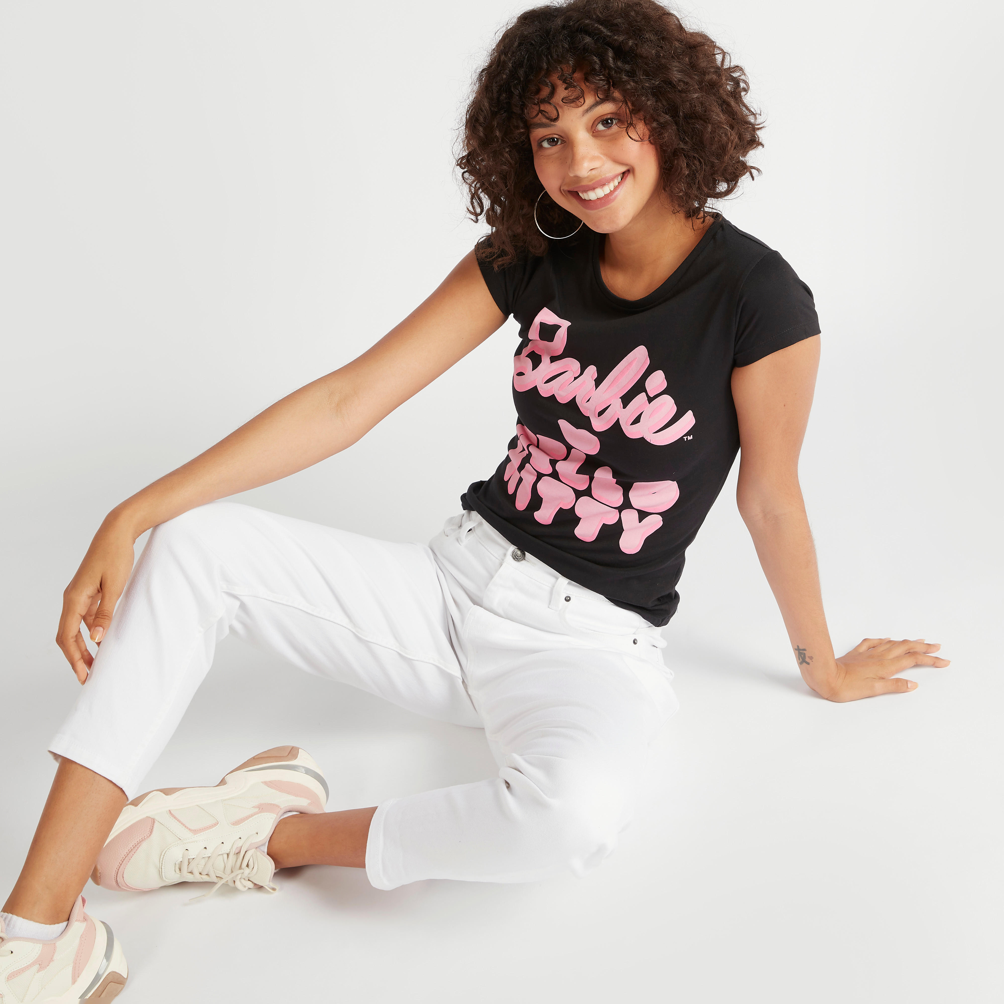 Barbie Hello Kitty Print T-shirt with Cap Sleeves-women-clothing-tshirts-image-1