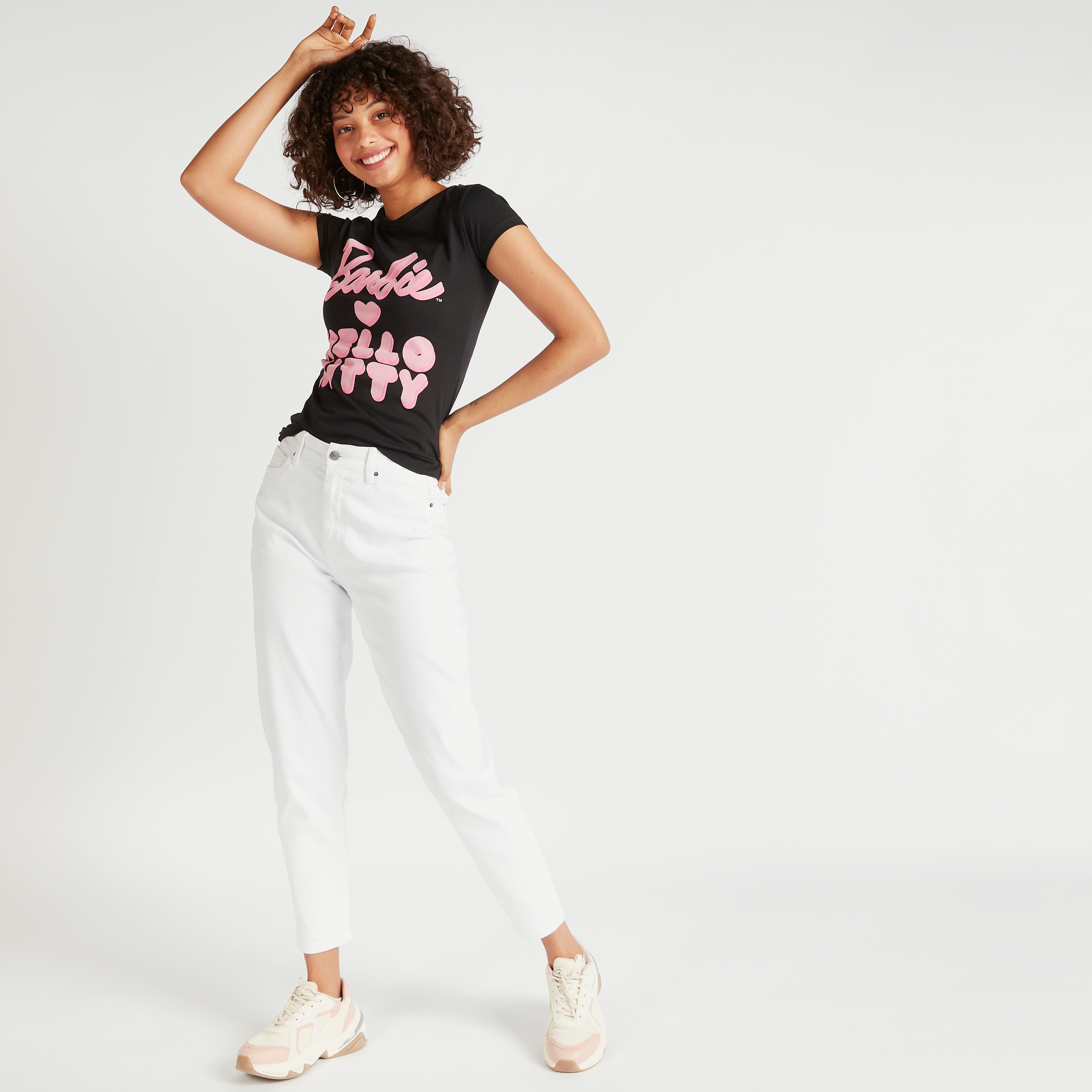 Barbie Hello Kitty Print T-shirt with Cap Sleeves-women-clothing-tshirts-image-2