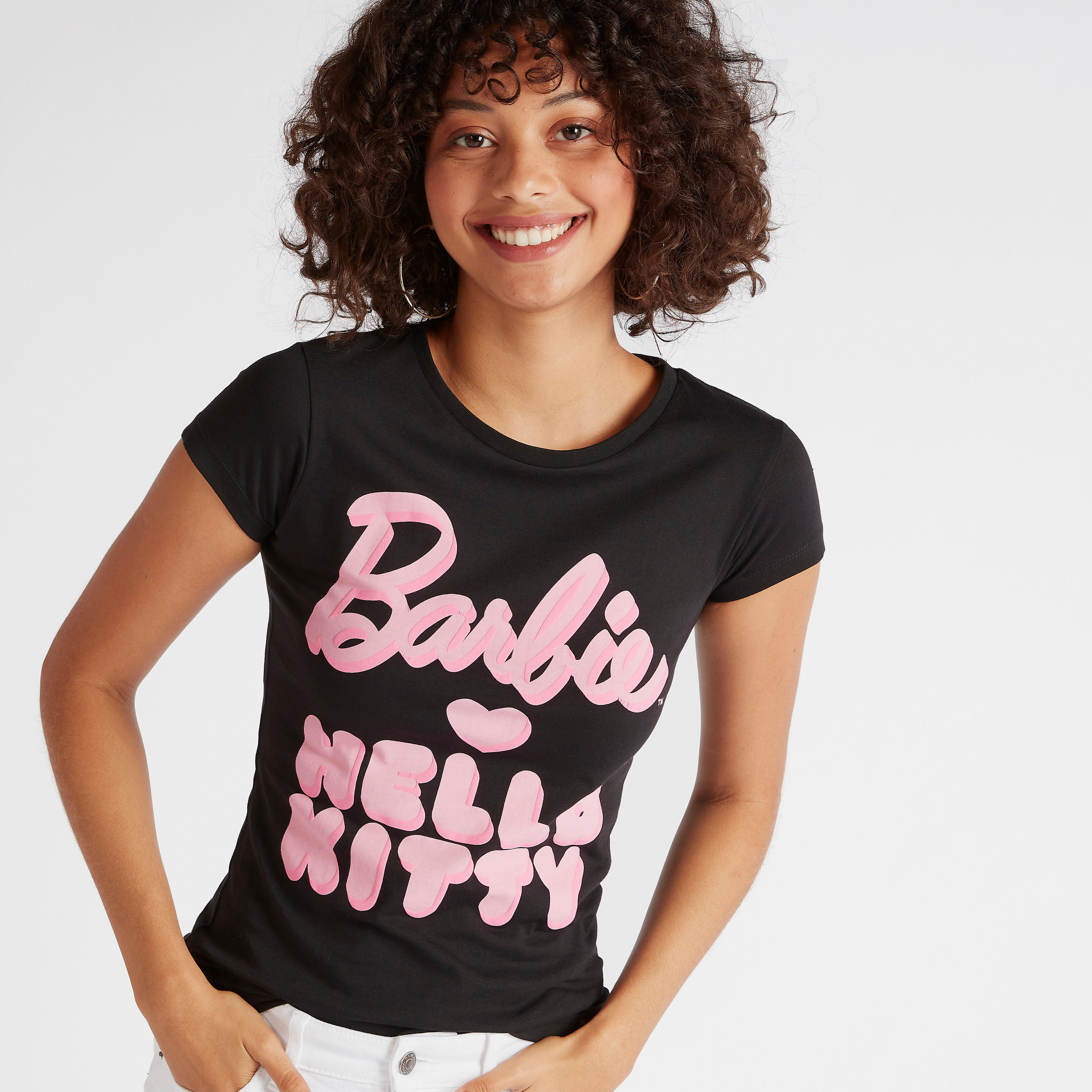 Barbie Hello Kitty Print T-shirt with Cap Sleeves-women-clothing-tshirts-image-3