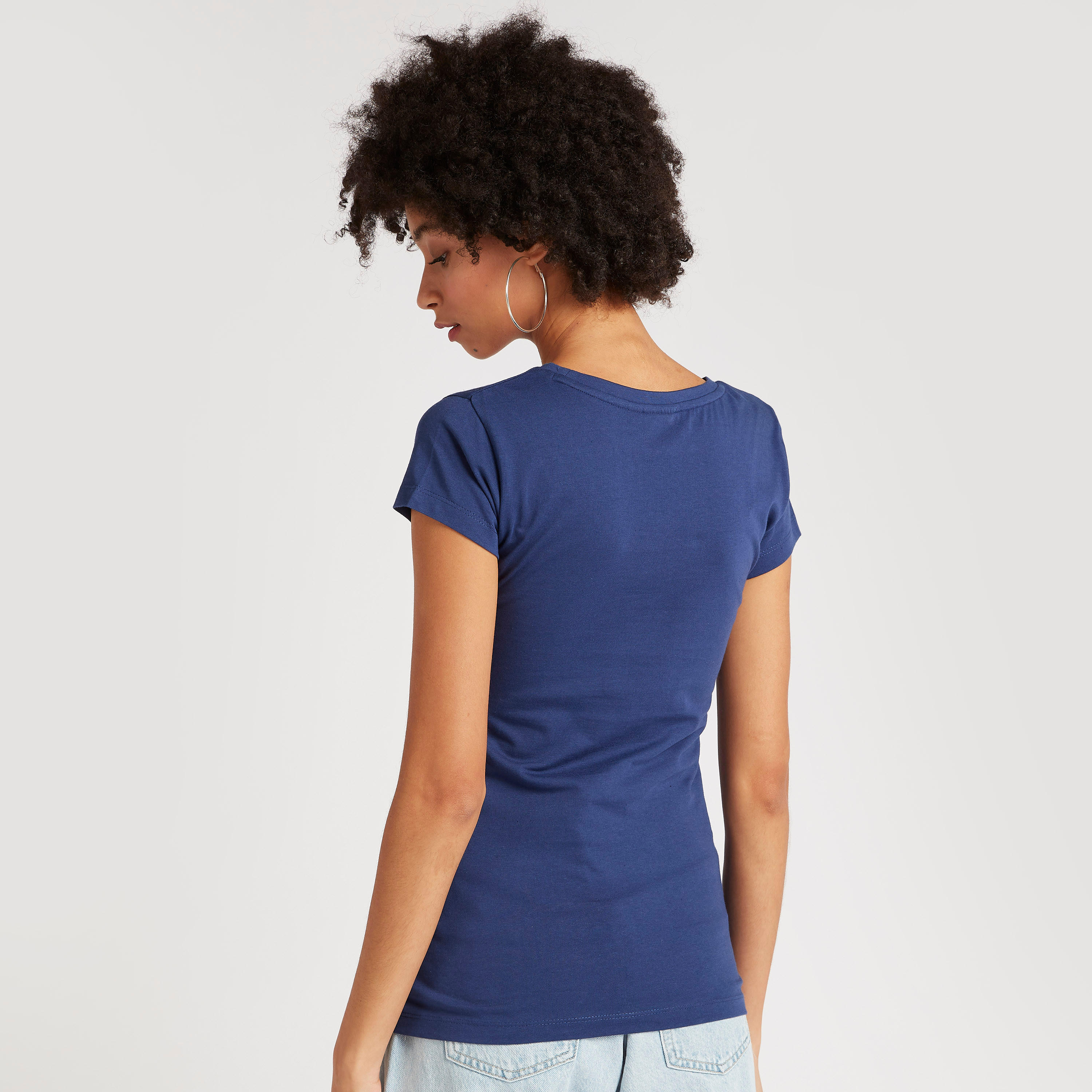 Mickey Mouse Print Crew Neck T-shirt with Cap Sleeves-women-clothing-tshirts-image-4