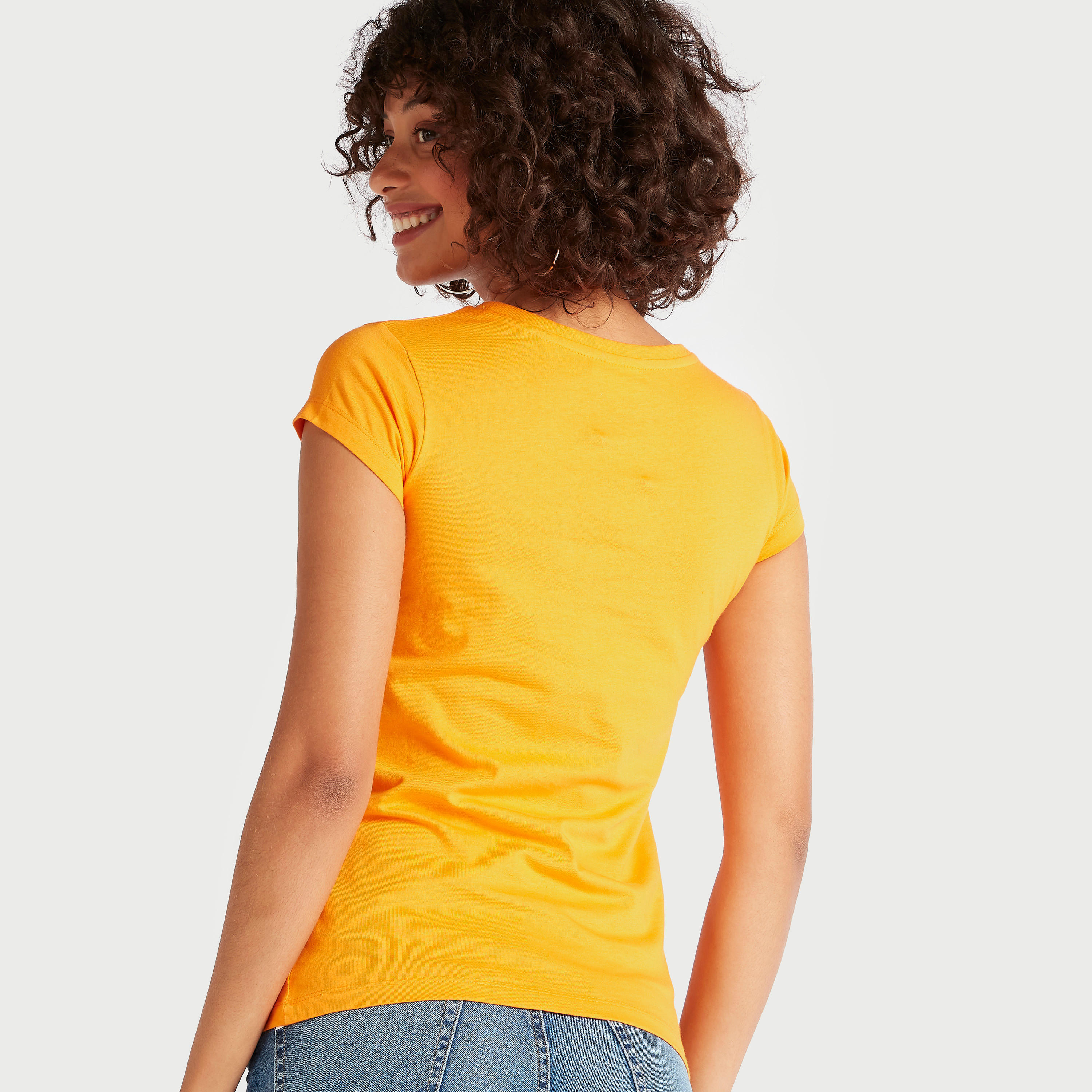 Mickey Mouse Print T-shirt with Crew Neck and Cap Sleeves-women-clothing-tshirts-image-4