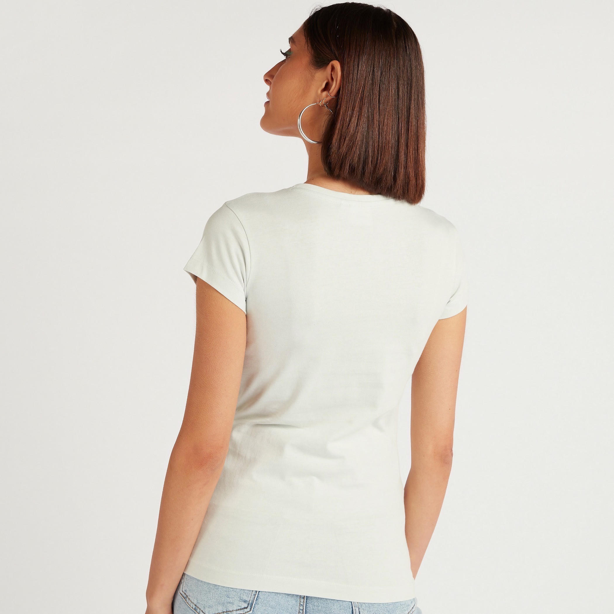 Dumbo Print Crew Neck T-shirt with Cap Sleeves-women-clothing-tshirts-image-4