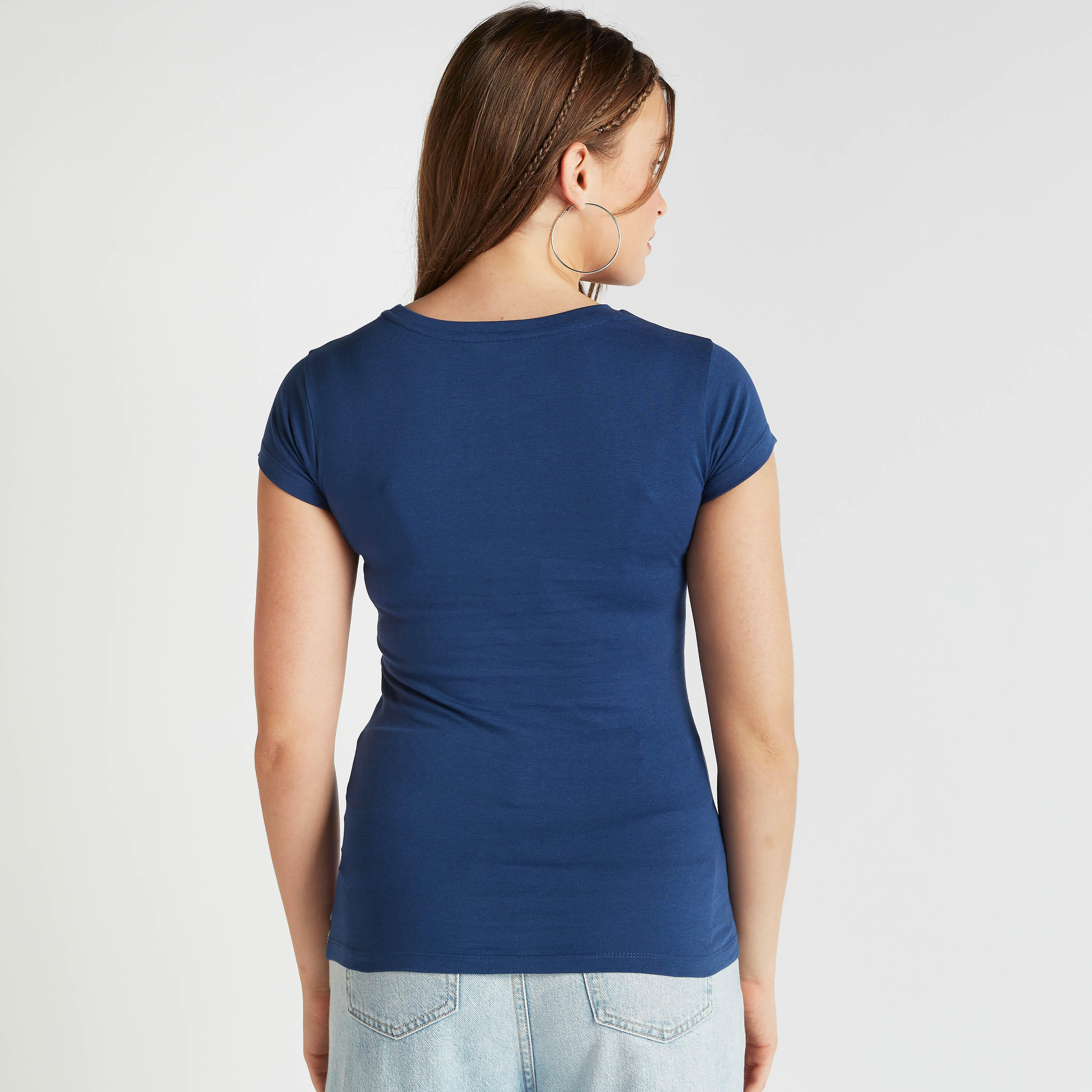 Daffy Duck Print T-shirt with Crew Neck and Cap Sleeves-women-clothing-tshirts-image-4