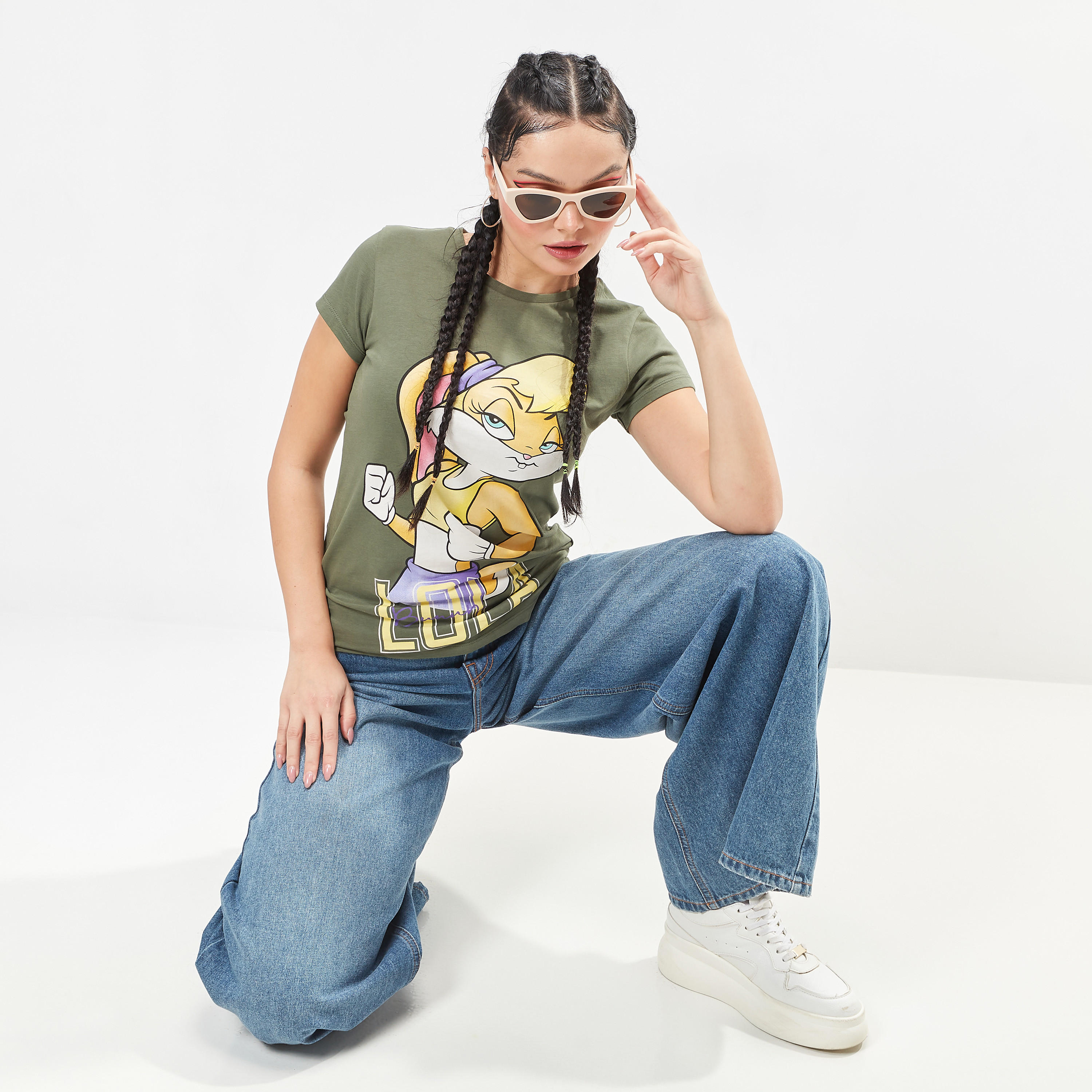 تيشيرت مستدام بياقة ضيّقة وأكمام قصيرة وطبعات لولا باني-women-clothing-tshirts-image-1