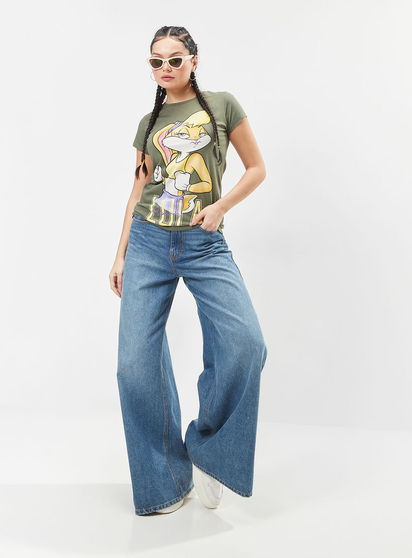 تيشيرت مستدام بياقة ضيّقة وأكمام قصيرة وطبعات لولا باني-women-clothing-tshirts-image-2