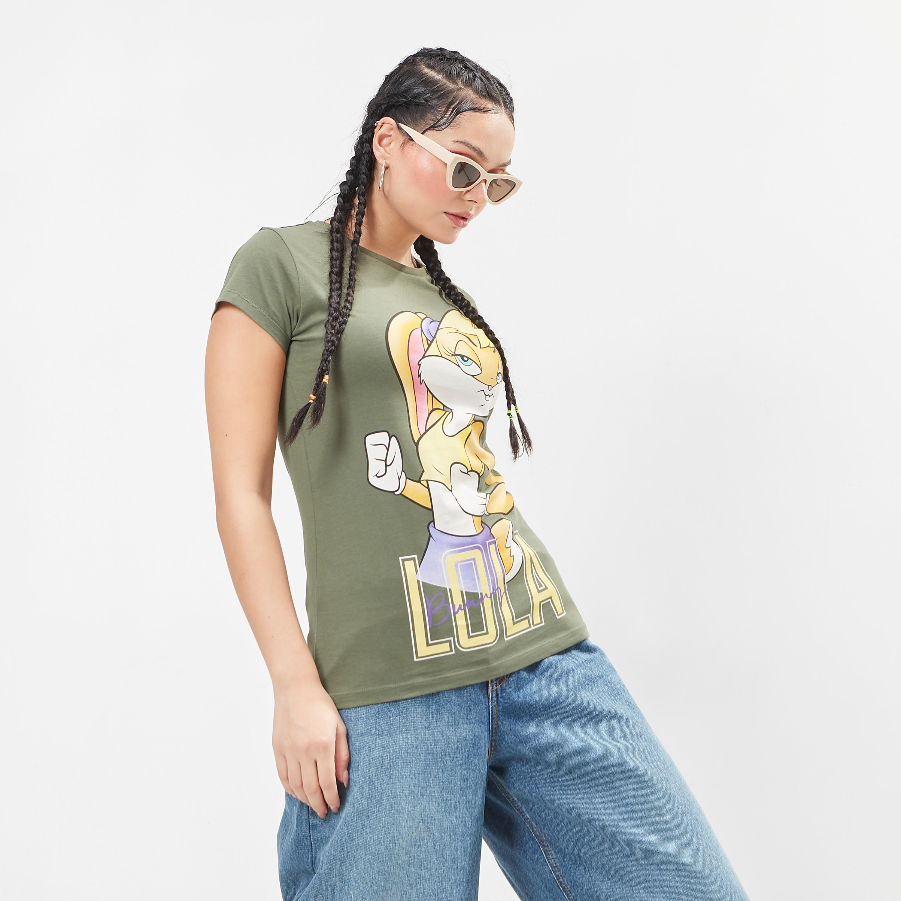 تيشيرت مستدام بياقة ضيّقة وأكمام قصيرة وطبعات لولا باني-women-clothing-tshirts-image-3