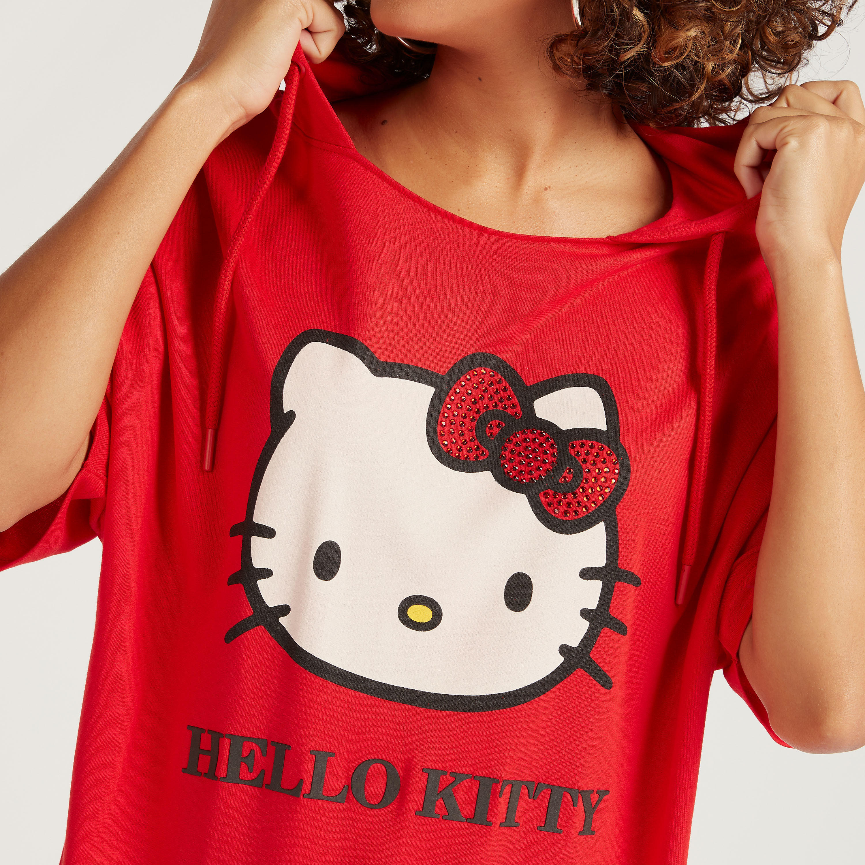 فستان تيشيرت بأكمام قصيرة وطبعات هالو كيتي-women-clothing-dresses-image-3
