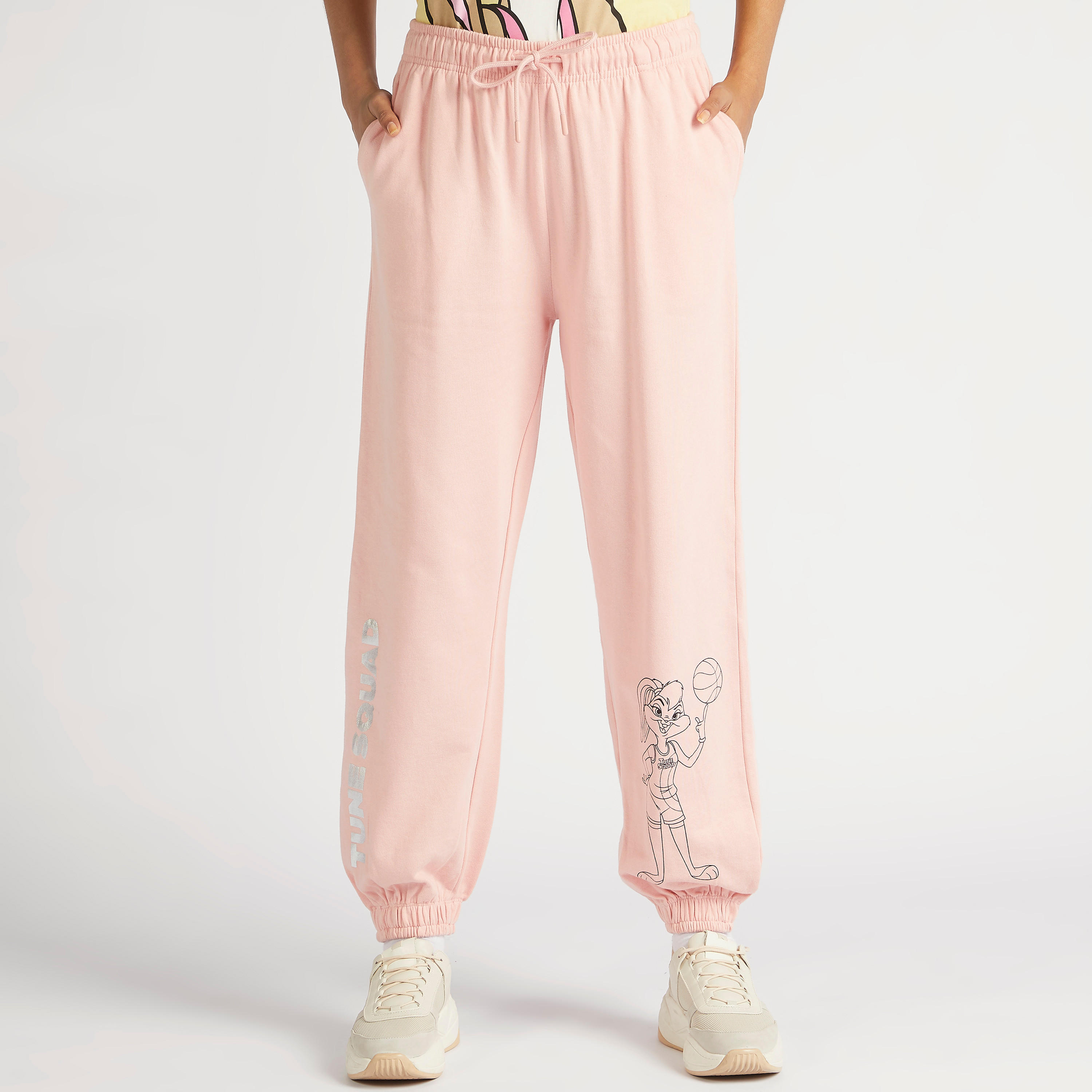 Relaxed Fit Mid-Rise Joggers with Elasticated Drawstring Closure-women-clothing-bottoms-joggers-image-1